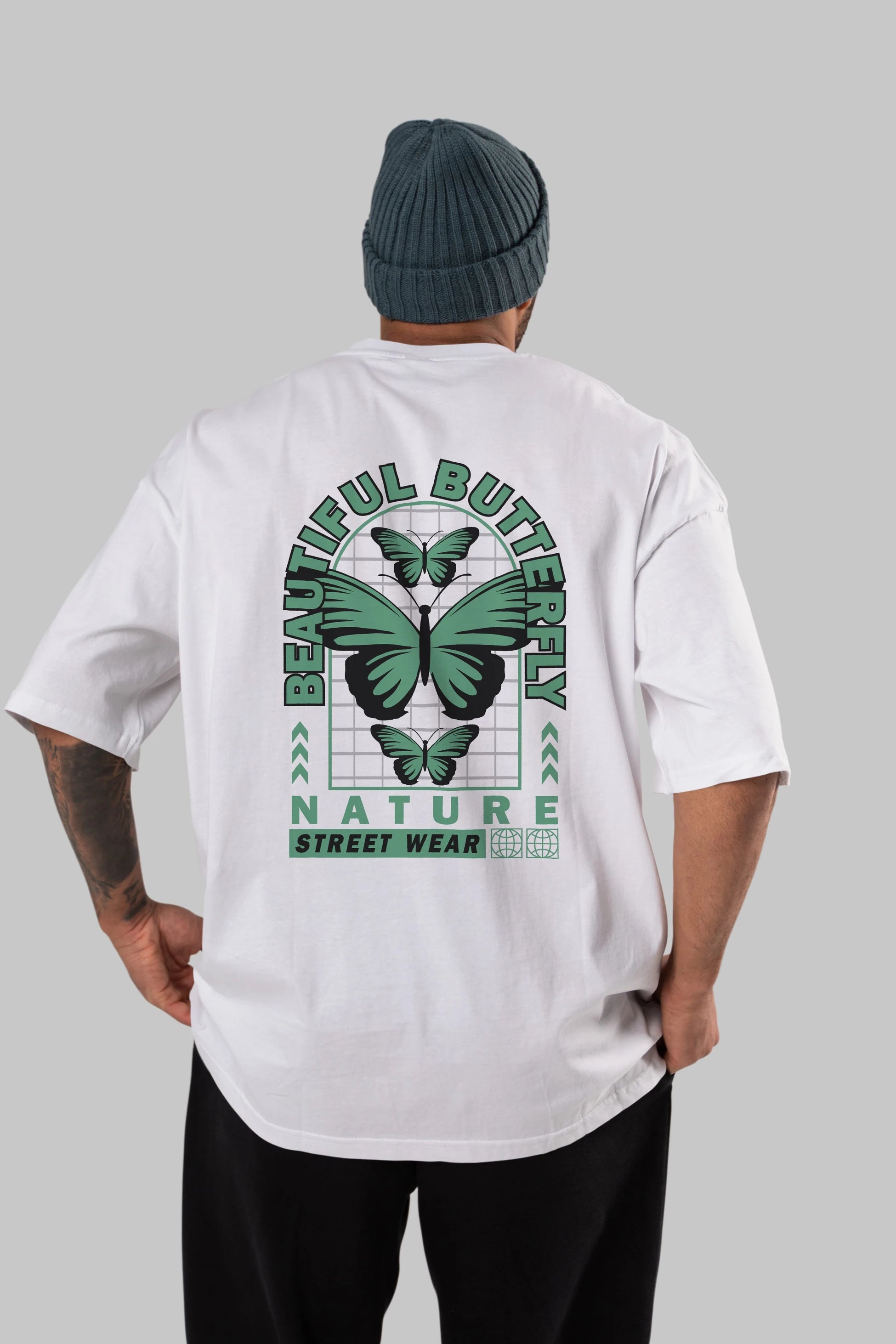 Beautiful Butterfly Arka Baskılı Oversize t-shirt Erkek Kadın Unisex