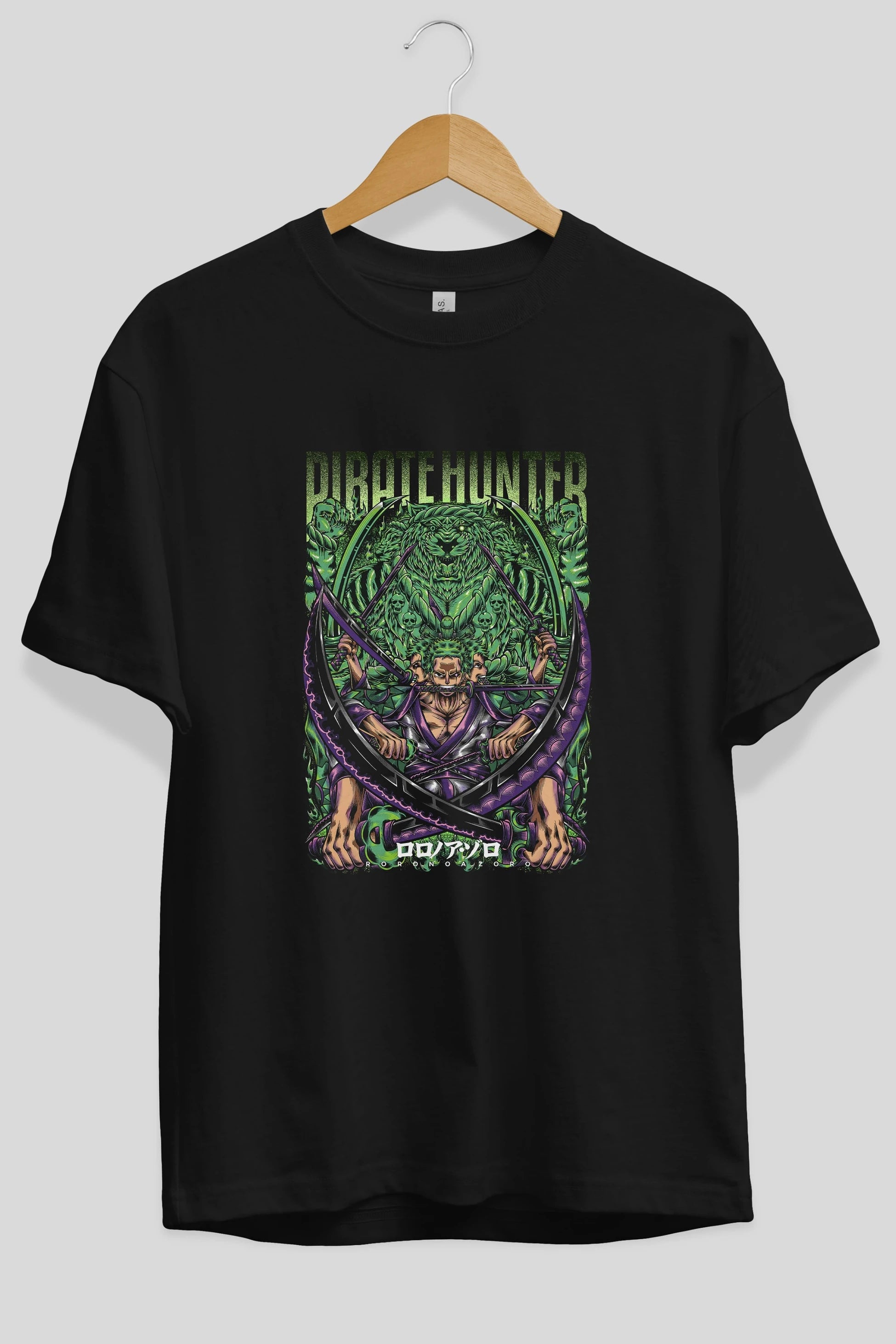 RORONOA ZORO 3 Anime Ön Baskılı Oversize t-shirt %100 pamuk Erkek Kadın Unisex