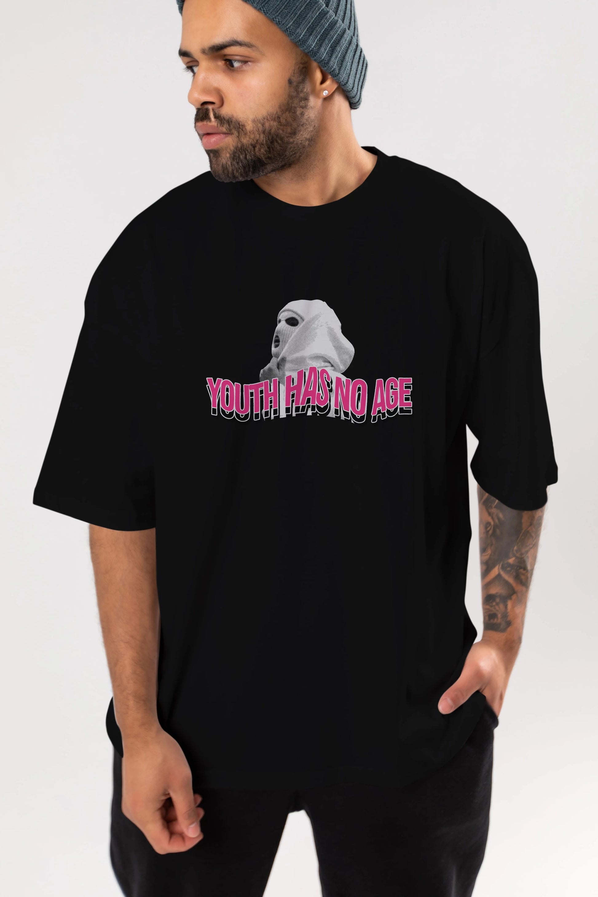 Youth Has No Age Ön Baskılı Oversize t-shirt Erkek Kadın Unisex