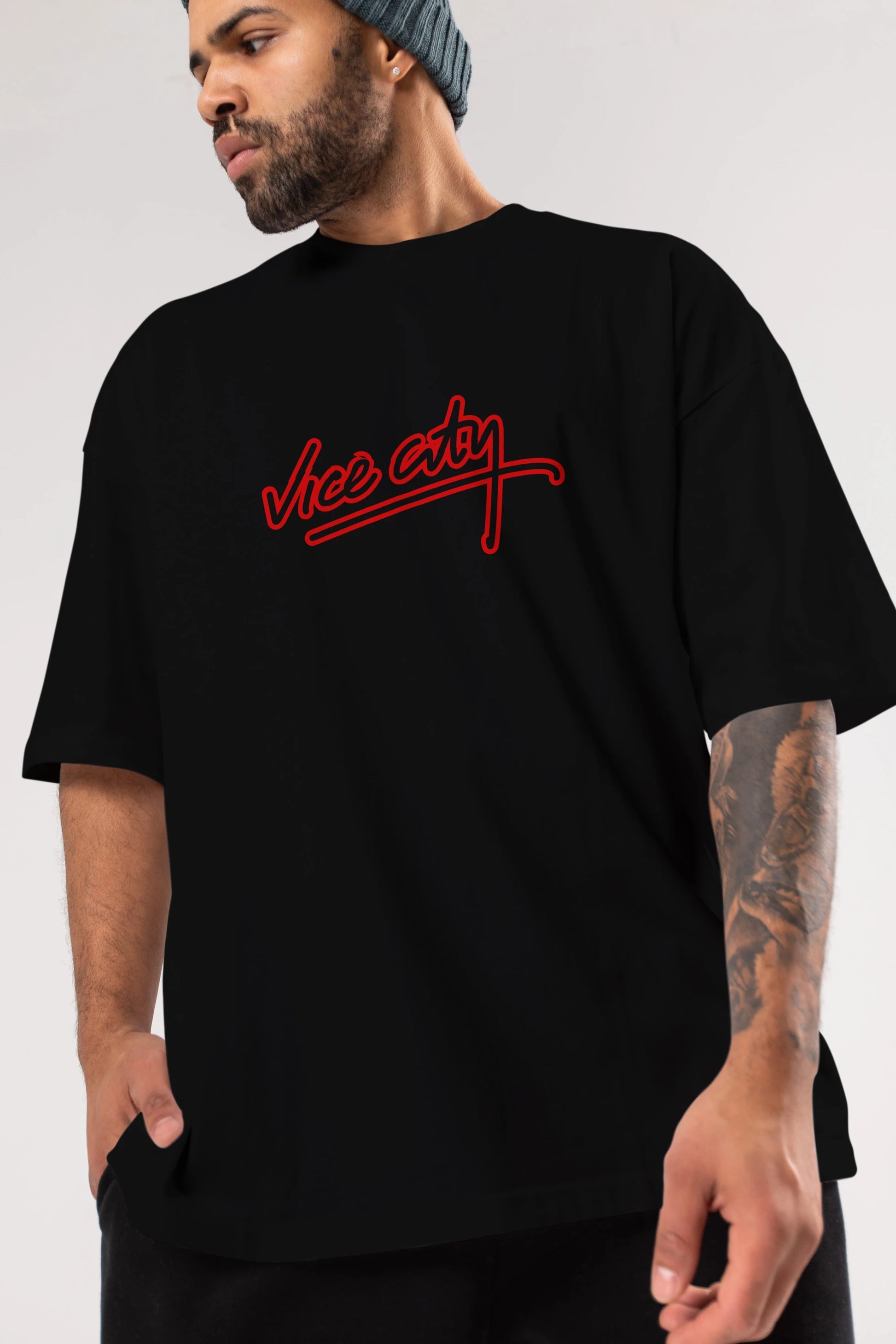 Vice City Ön Baskılı Oversize t-shirt %100 pamuk Erkek Kadın Unisex