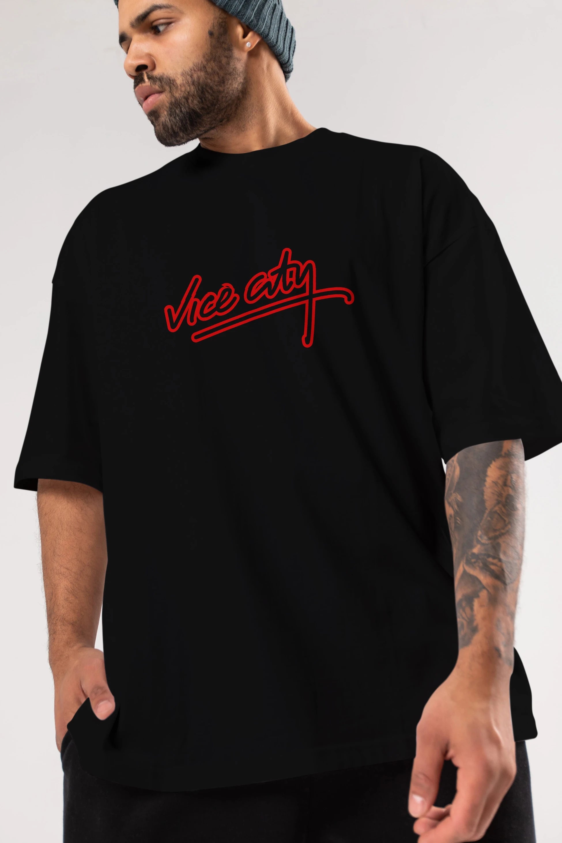 Vice City Ön Baskılı Oversize t-shirt %100 pamuk Erkek Kadın Unisex
