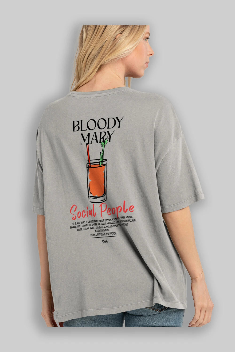 Bloody Mary Kokteyl Serisi Baskılı Oversize t-shirt Erkek Kadın Unisex %100 Pamuk Bisiklet Yaka tişort