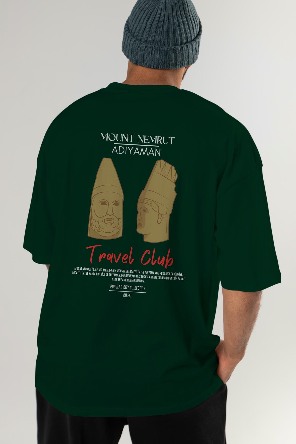 Mount Nemrut Adiyaman Arka Baskılı Oversize t-shirt Erkek Kadın Pamuk Bisiklet Yaka tişort