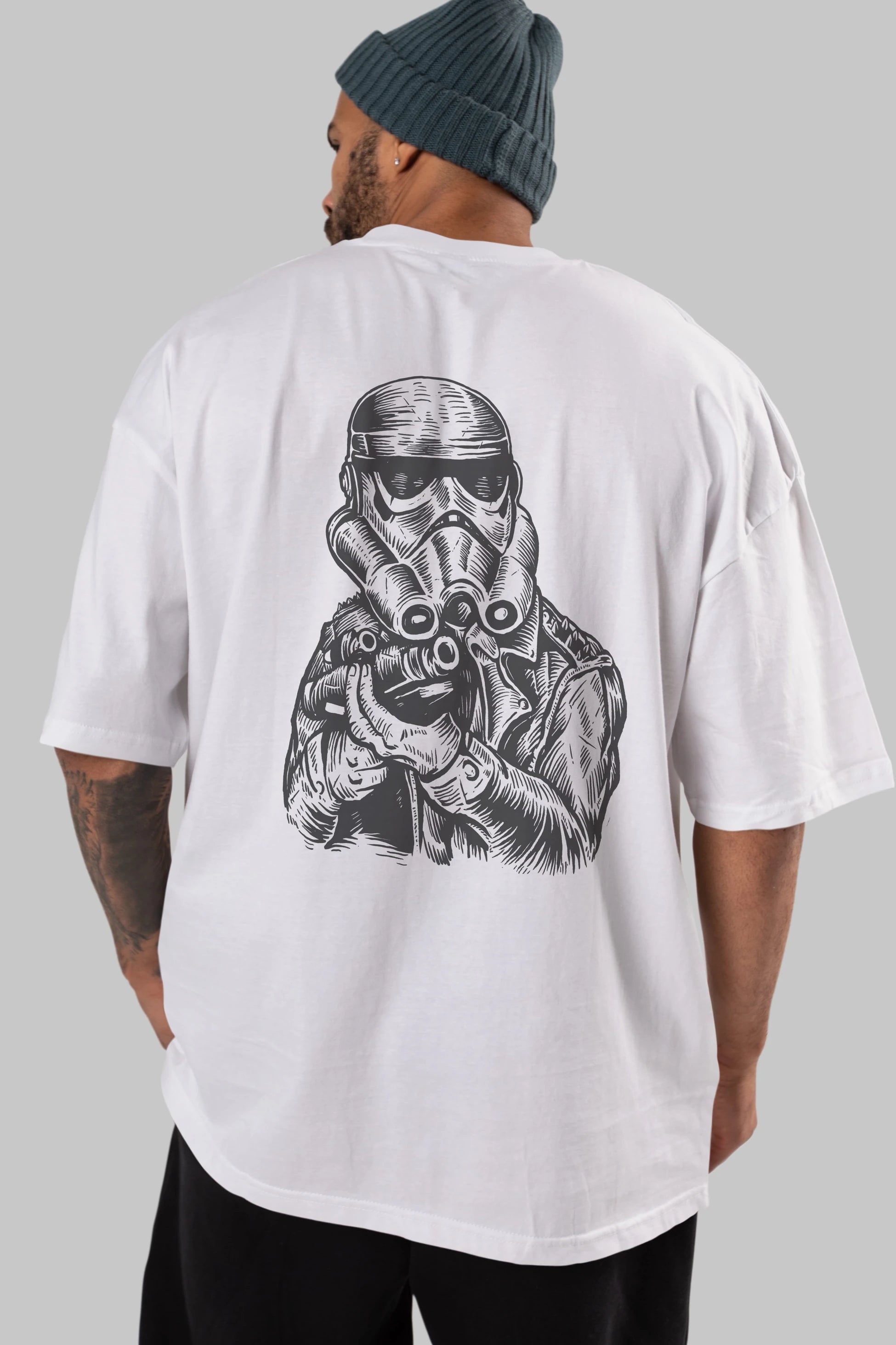 Punktrooper Arka Baskılı Oversize t-shirt Erkek Kadın Unisex %100 Pamuk