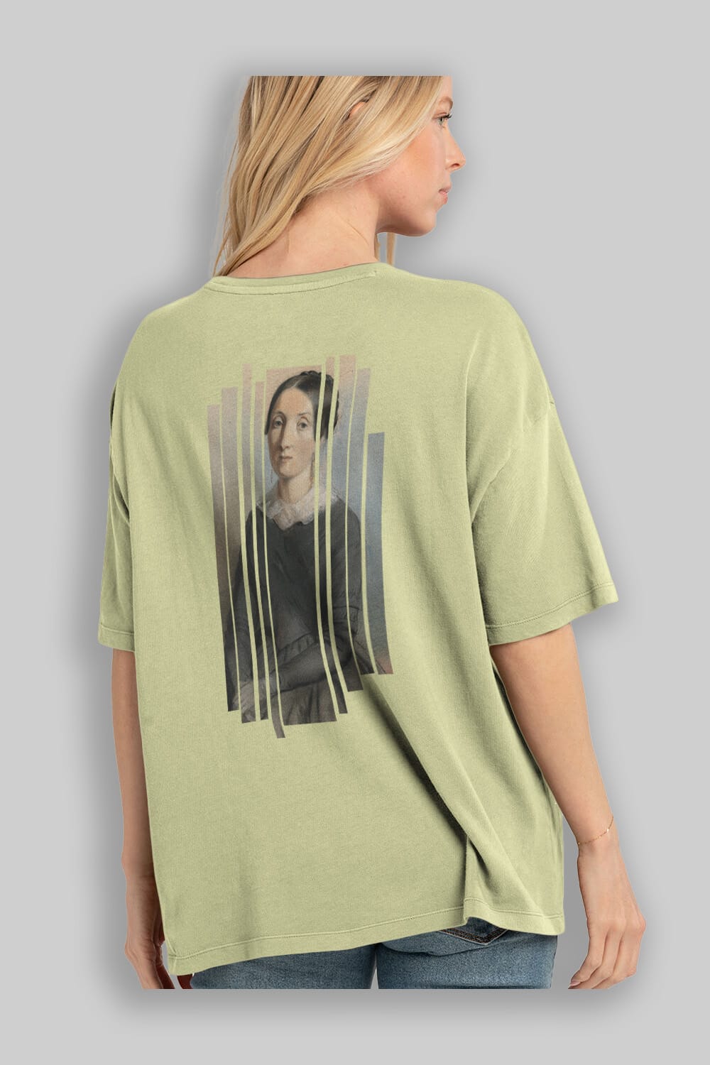 Retro Portre Arka Baskılı Oversize t-shirt Erkek Kadın Unisex