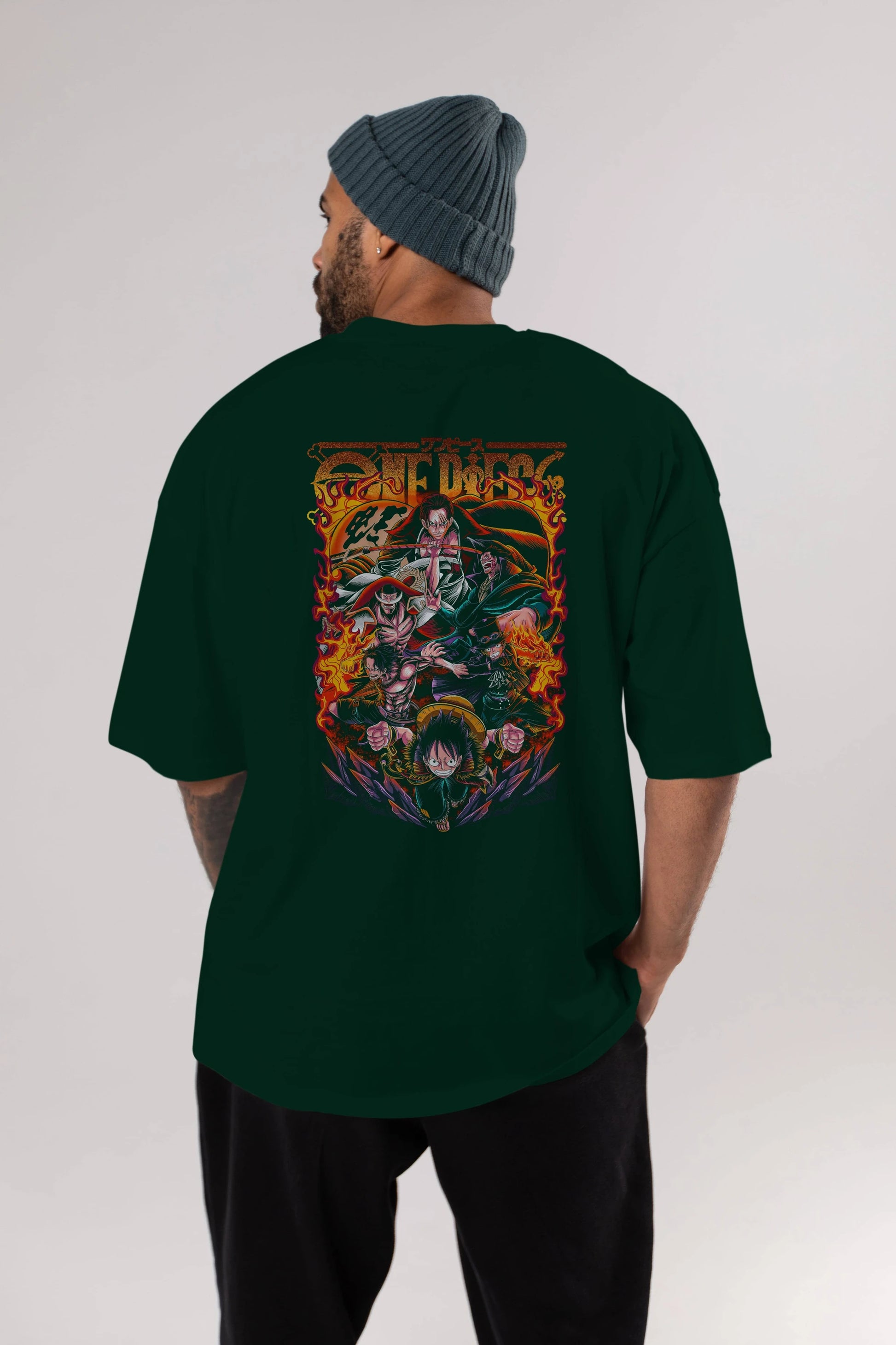ONE PIECE (3) Anime Arka Baskılı Oversize t-shirt Erkek Kadın Unisex