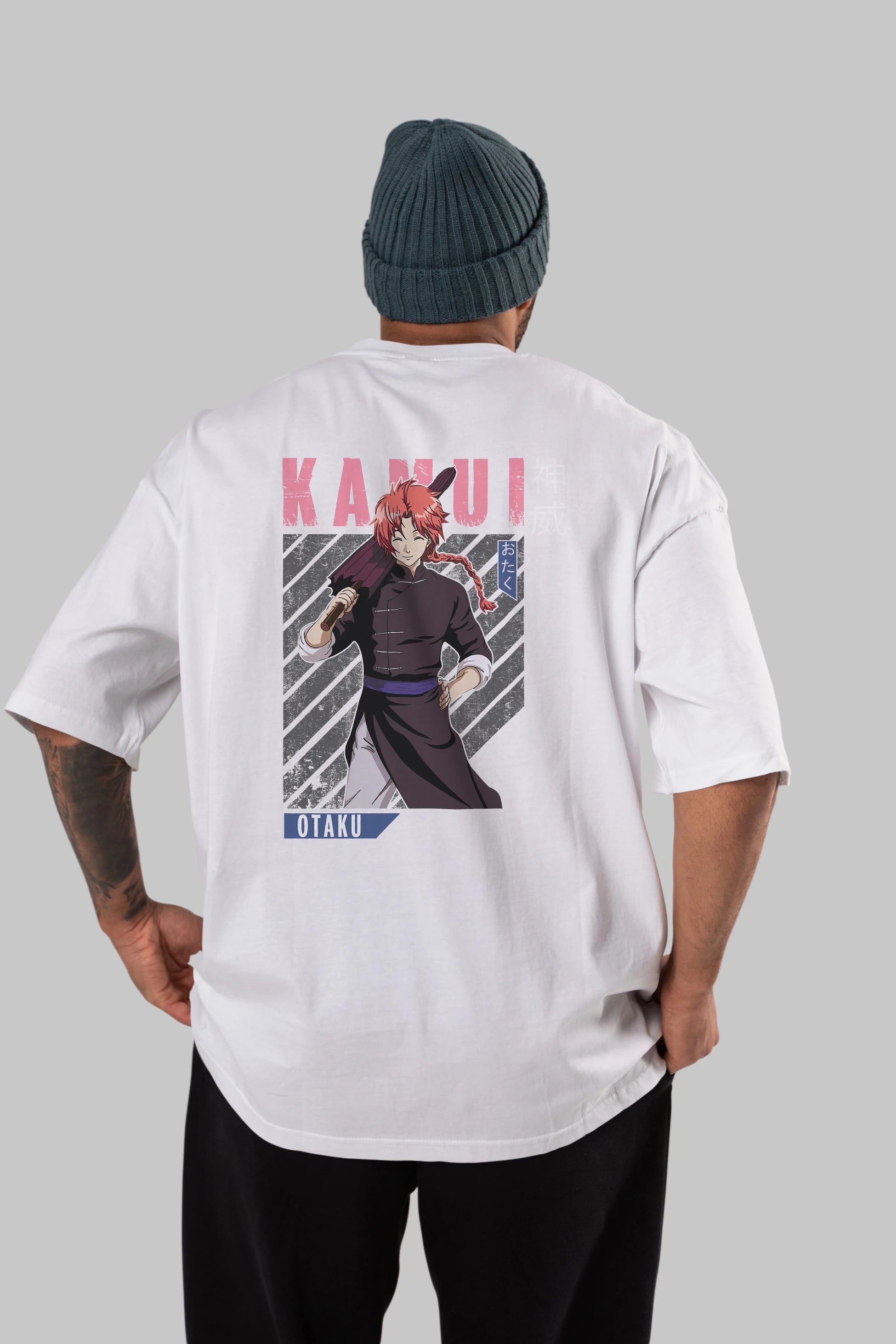 Kamui GINTAMA 1 Anime Arka Baskılı Oversize t-shirt Erkek Kadın Unisex