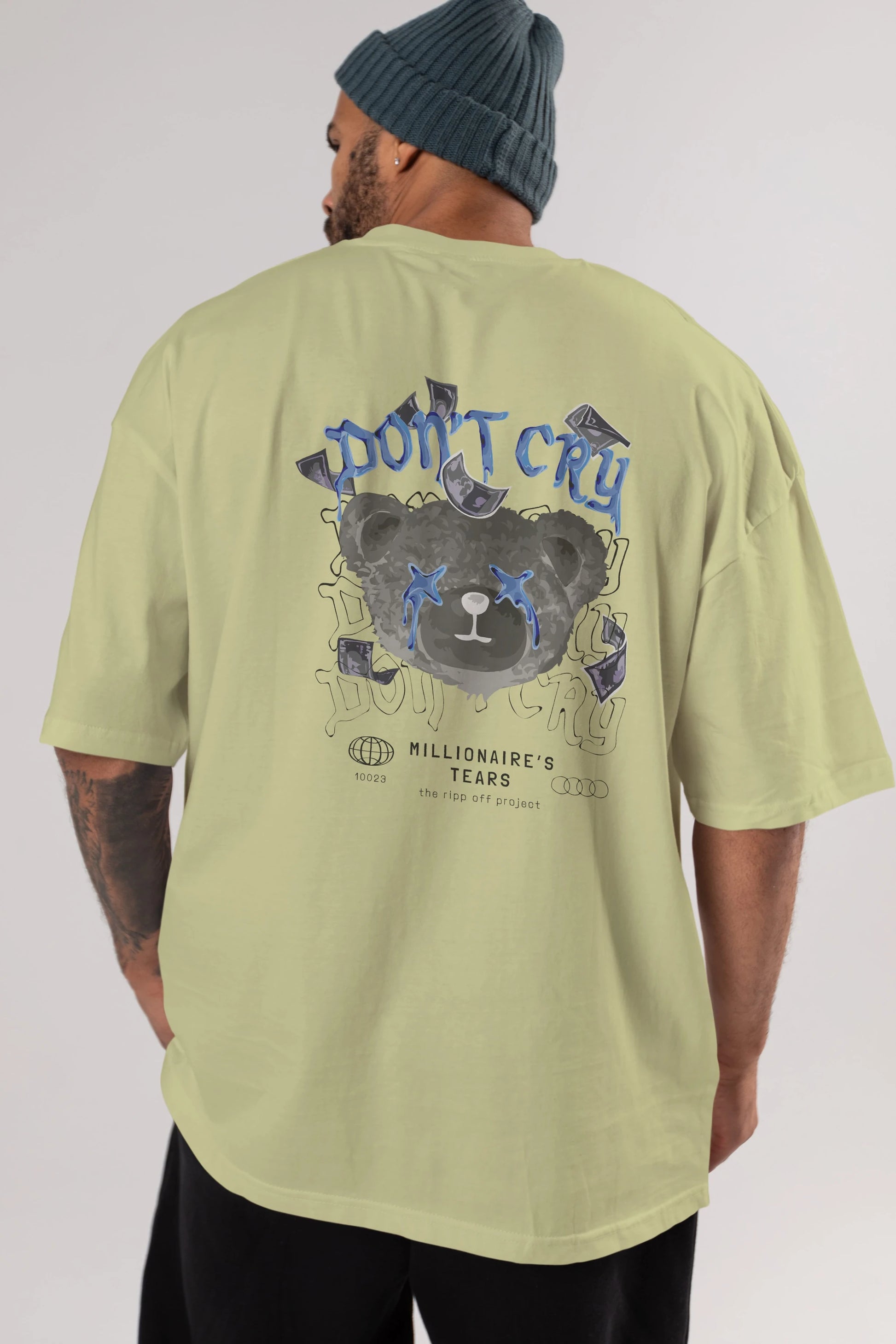 Dont Cry Bear Arka Baskılı Oversize t-shirt Erkek Kadın Unisex