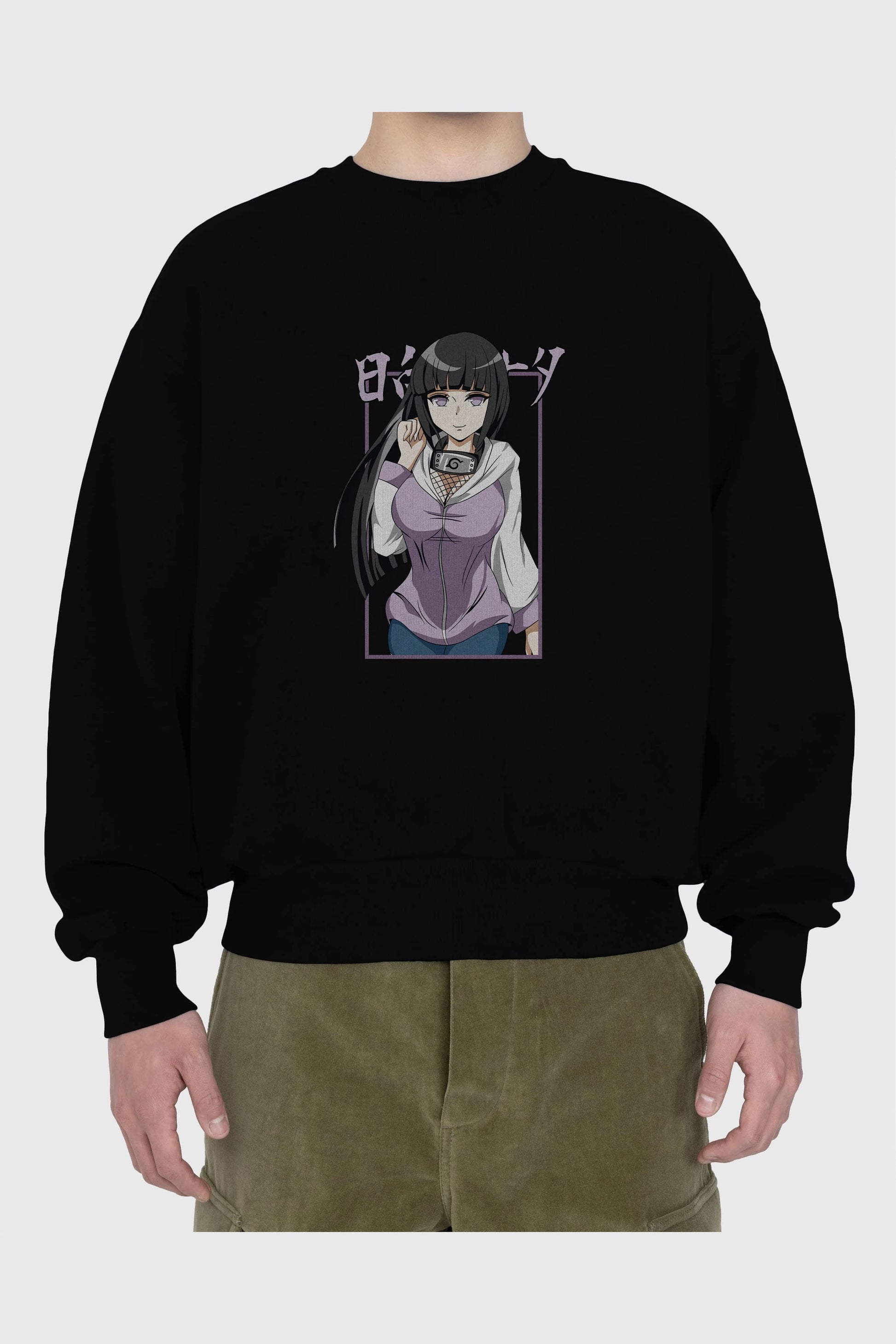 Hinata NARUTO Anime Ön Baskılı Oversize Sweatshirt Erkek Kadın Unisex