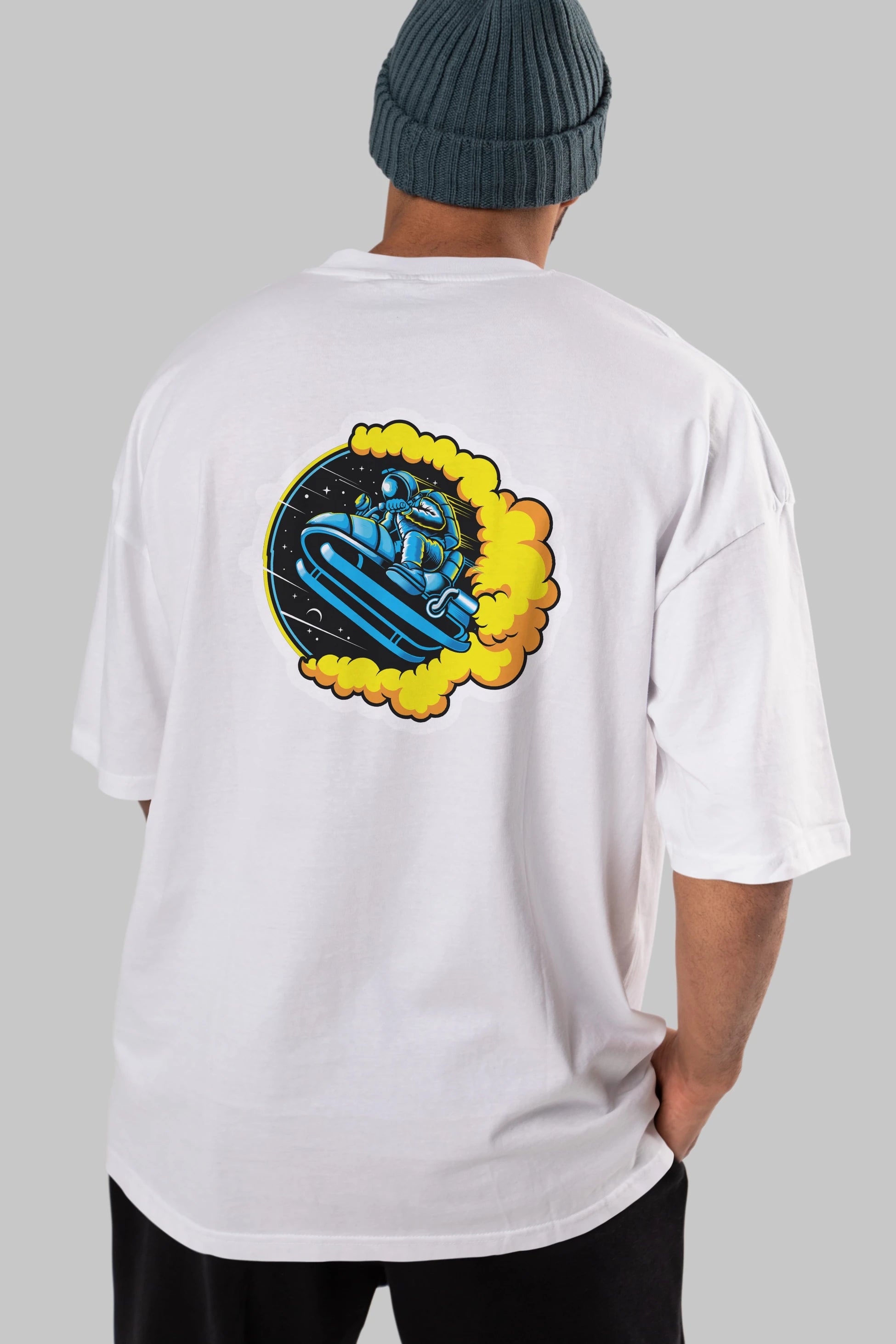 Astrojump with Snowmobile Sticker Arka Baskılı Oversize t-shirt Erkek Kadın Unisex