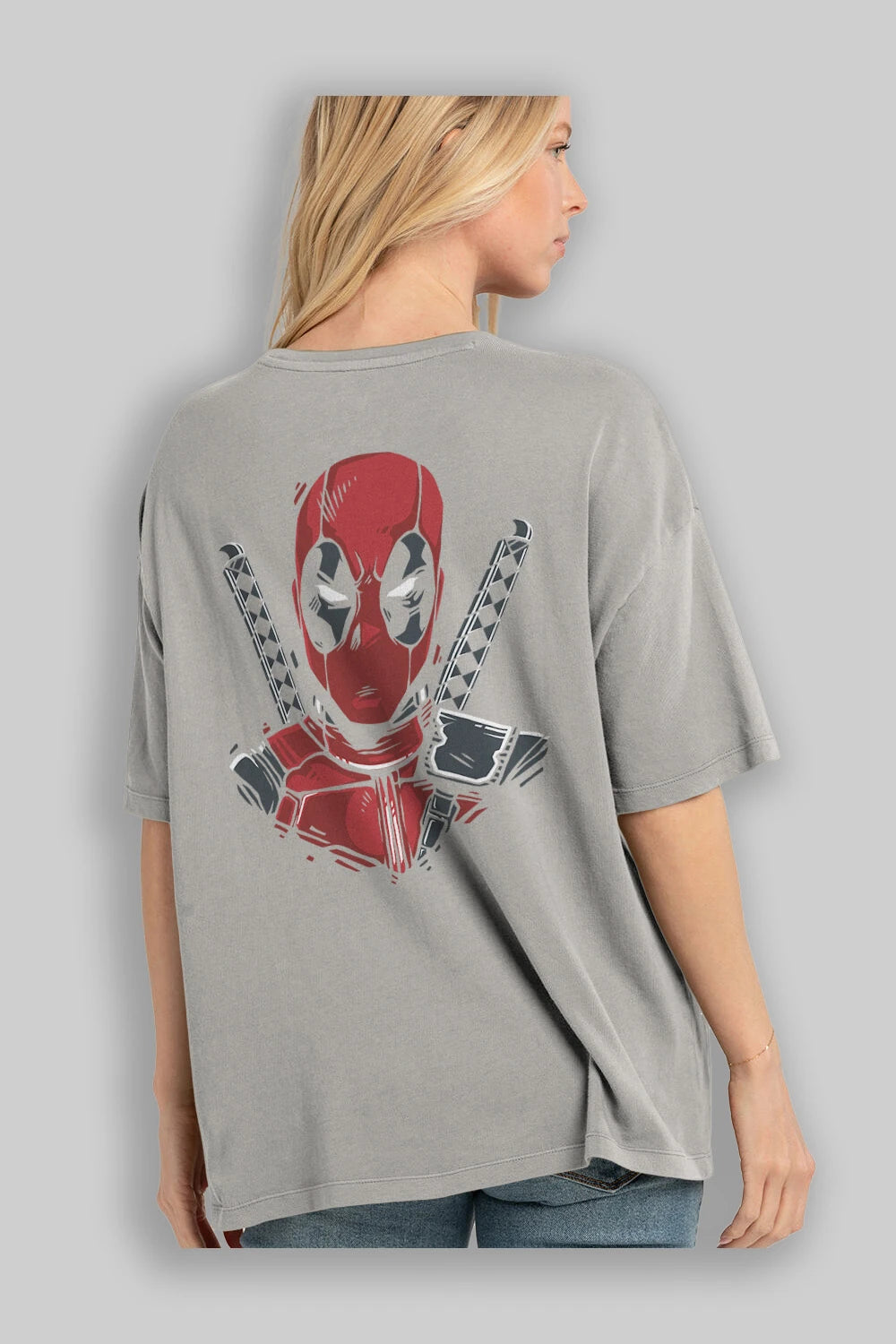 Deadpool (4) Arka Baskılı Oversize t-shirt Erkek Kadın Unisex %100 Pamuk Bisiklet Yaka tişort