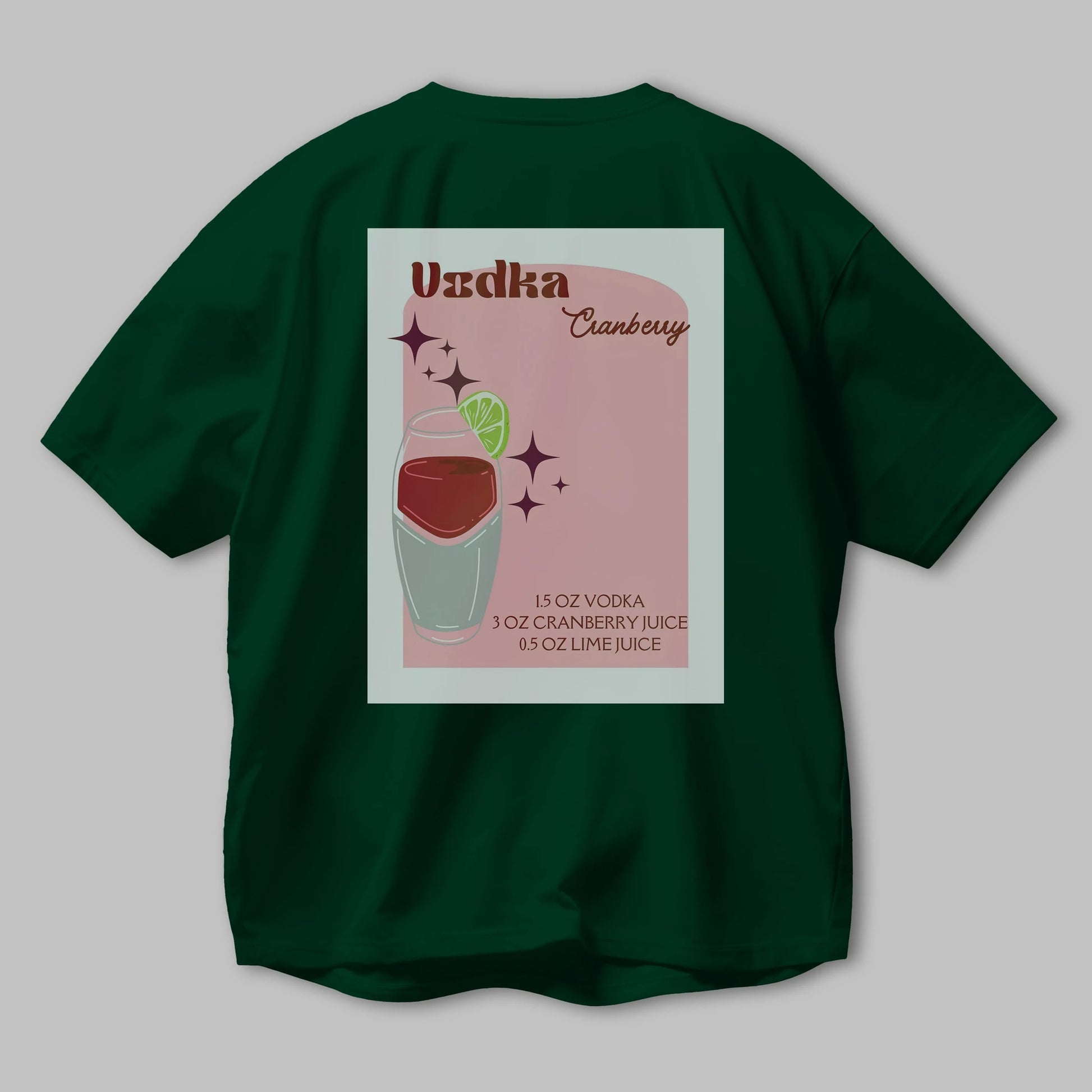 Vodka Cranberry 2 Arka Baskılı Oversize t-shirt Erkek Kadın Unisex %100 Pamuk Bisiklet Yaka tişort