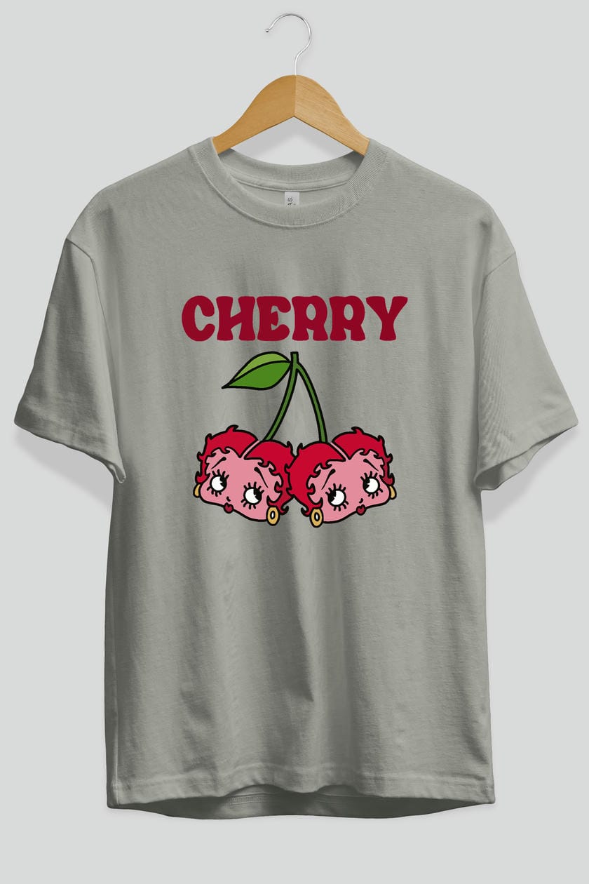 Cherry Cherries 10 Ön Baskılı Oversize t-shirt Erkek Kadın Pamuk Bisiklet Yaka tişort