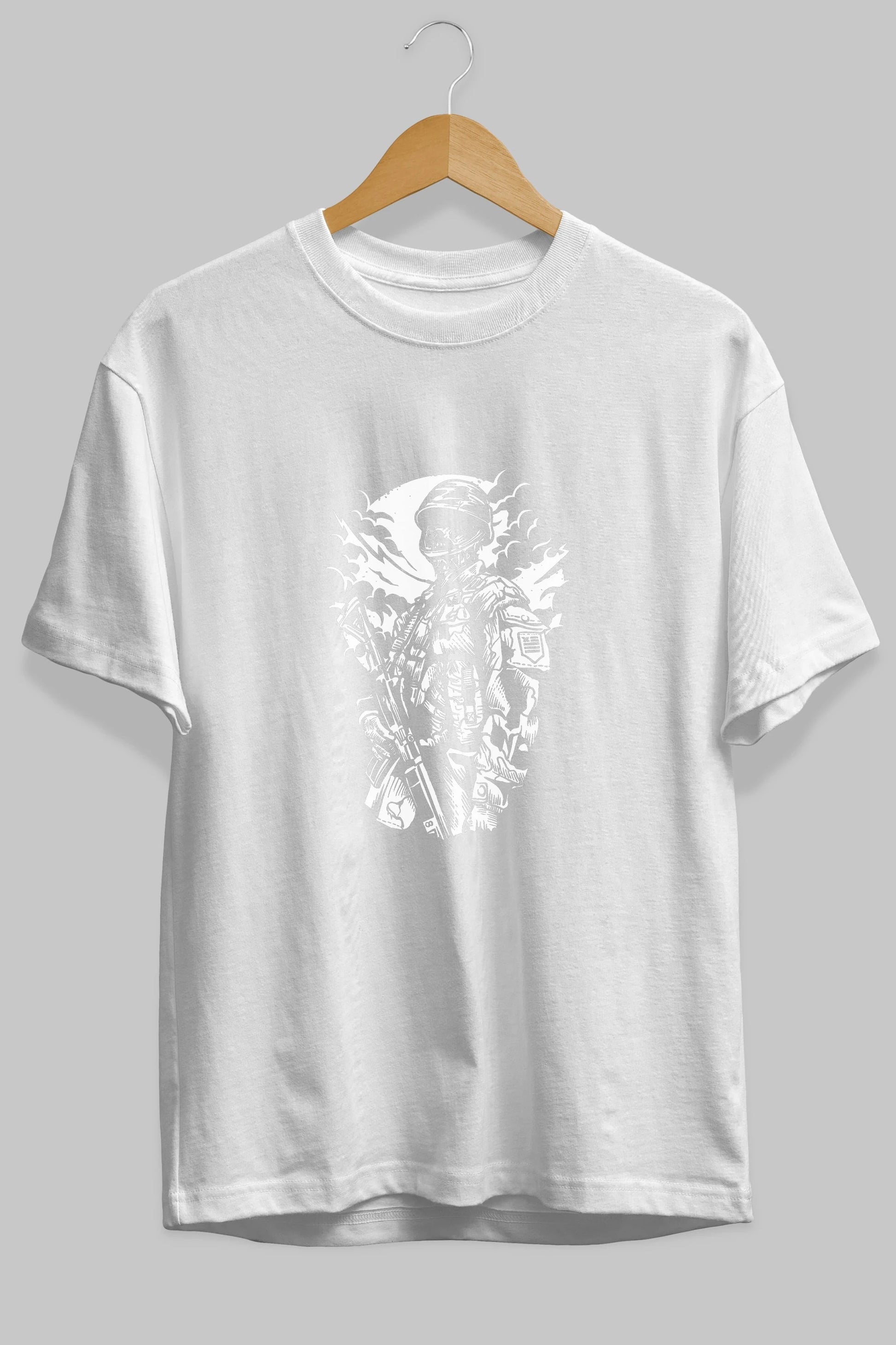 Zombie Soldier Ön Baskılı Oversize t-shirt Erkek Kadın Unisex %100 Pamuk tişort