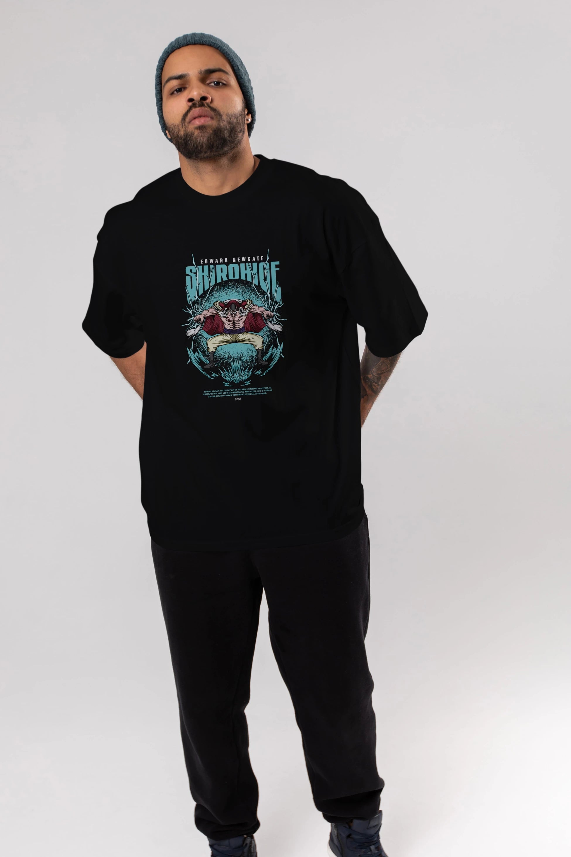 Shirohige Anime Ön Baskılı Oversize t-shirt %100 pamuk Erkek Kadın Unisex