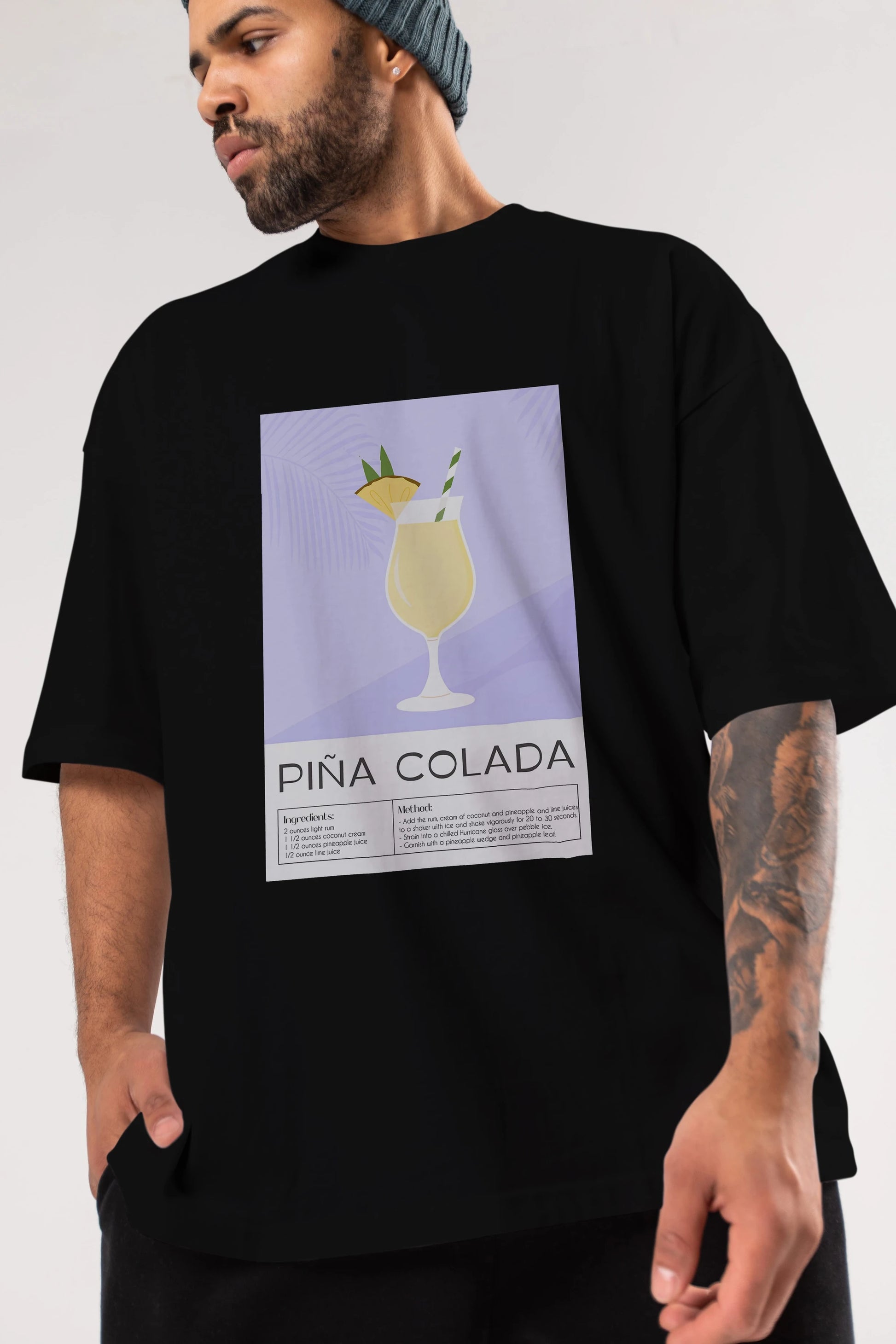 PIna Colada 6 Ön Baskılı Oversize t-shirt Erkek Kadın Unisex %100 Pamuk Bisiklet Yaka tişort