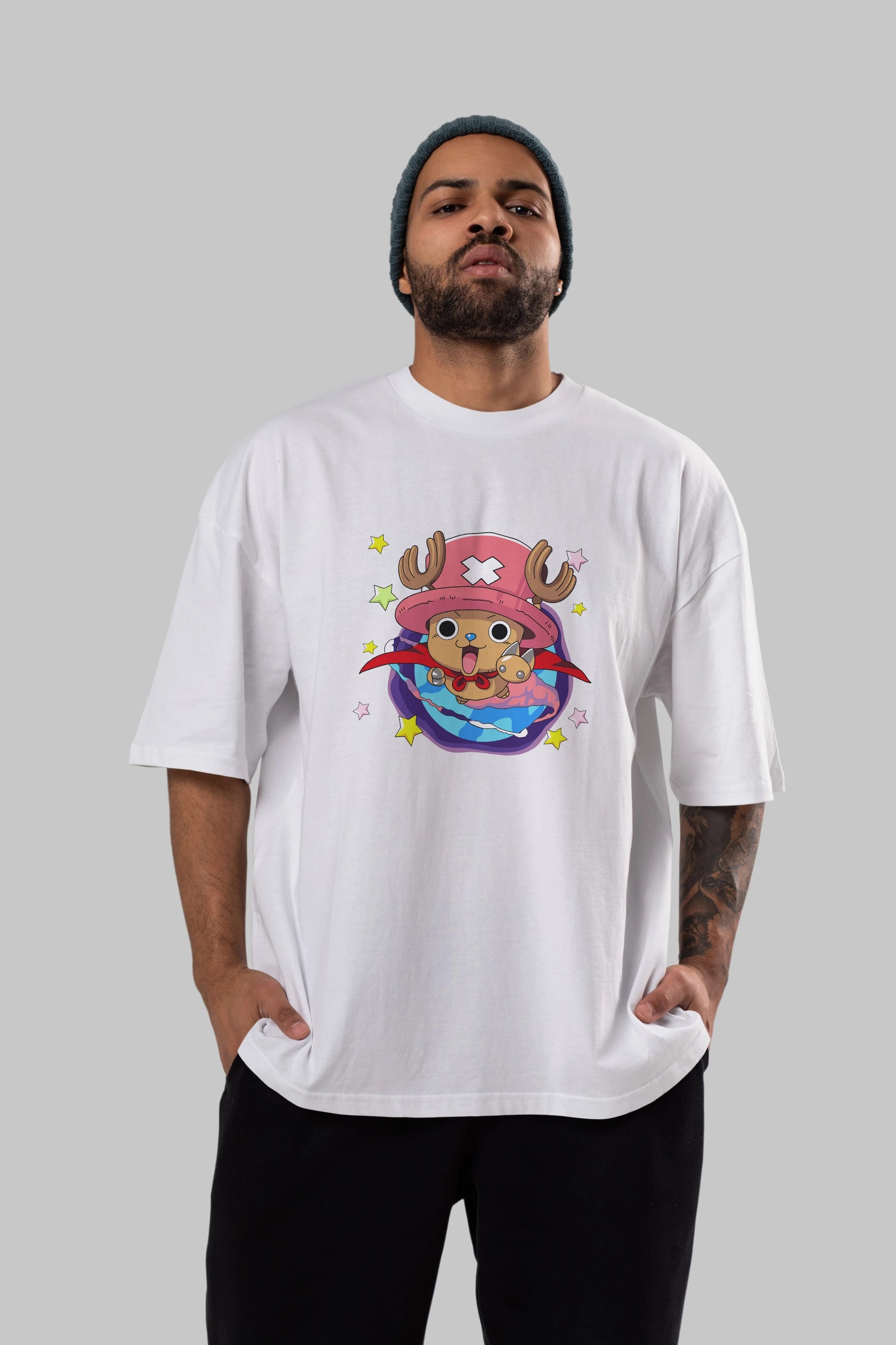Tony Tony Chopper Anime Ön Baskılı Oversize t-shirt Erkek Kadın Unisex