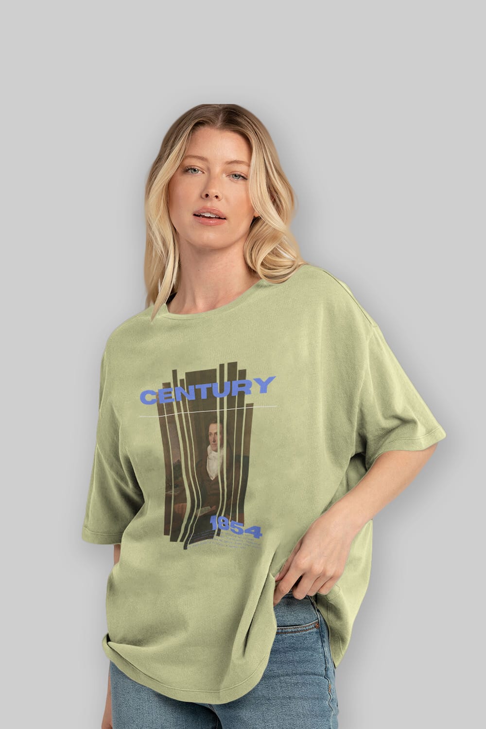 Century 1854 Yazılı Ön Baskılı Oversize t-shirt Erkek Kadın Unisex