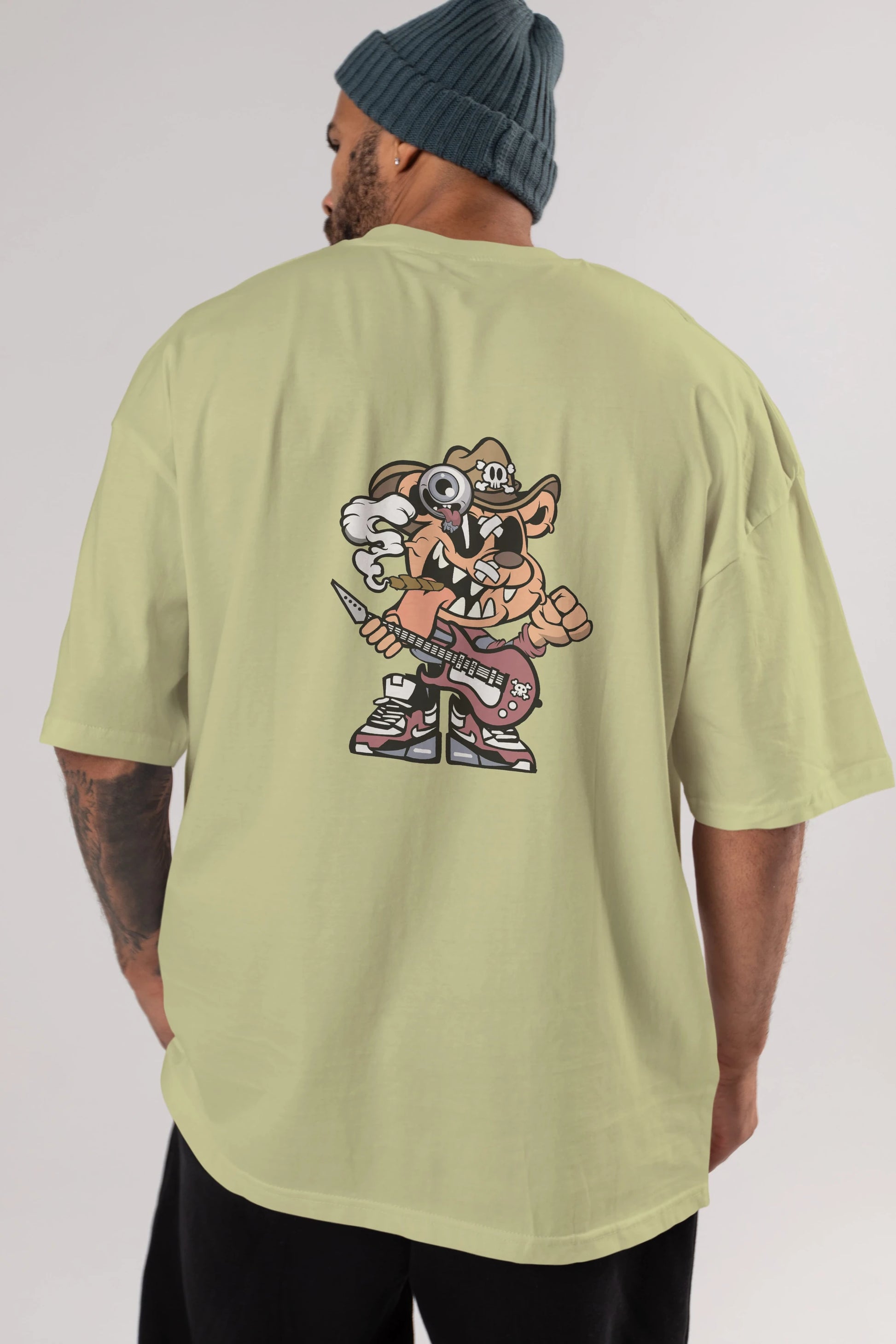 Freddy Bear Arka Baskılı Oversize t-shirt Erkek Kadın Unisex %100 Pamuk tişort