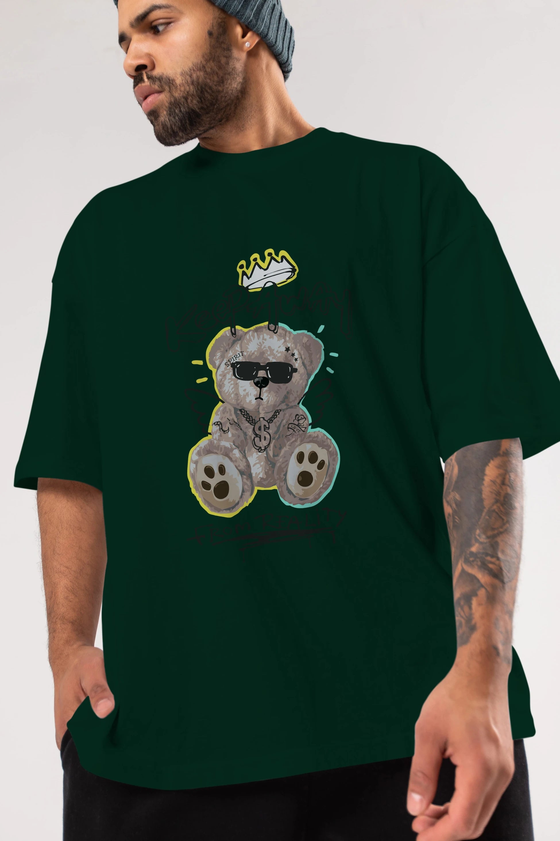 Keep Away Bear 2 Ön Baskılı Oversize t-shirt Erkek Kadın Unisex