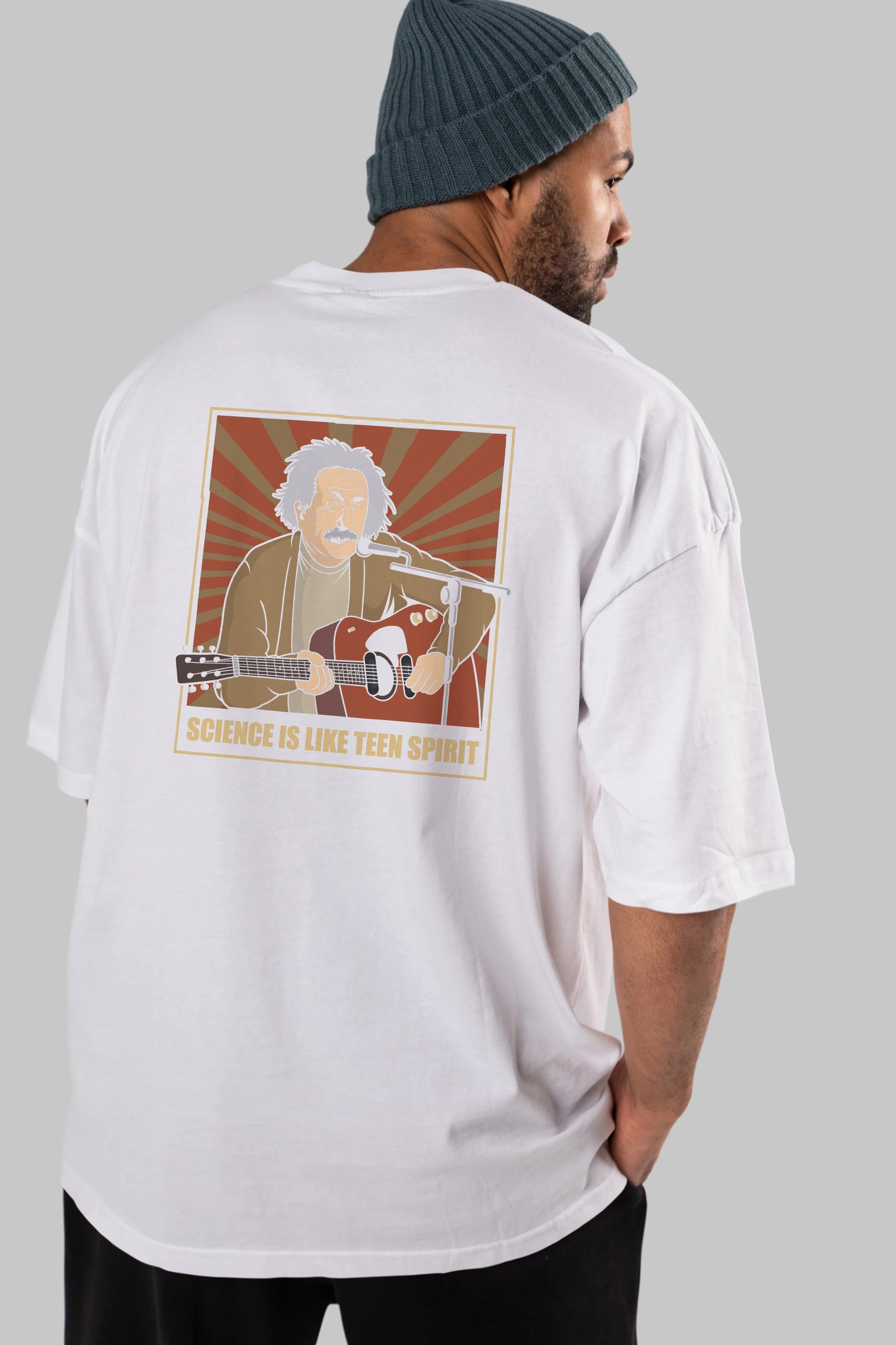 Kurt Einstein Arka Baskılı Oversize t-shirt Erkek Kadın Unisex %100 Pamuk tişort