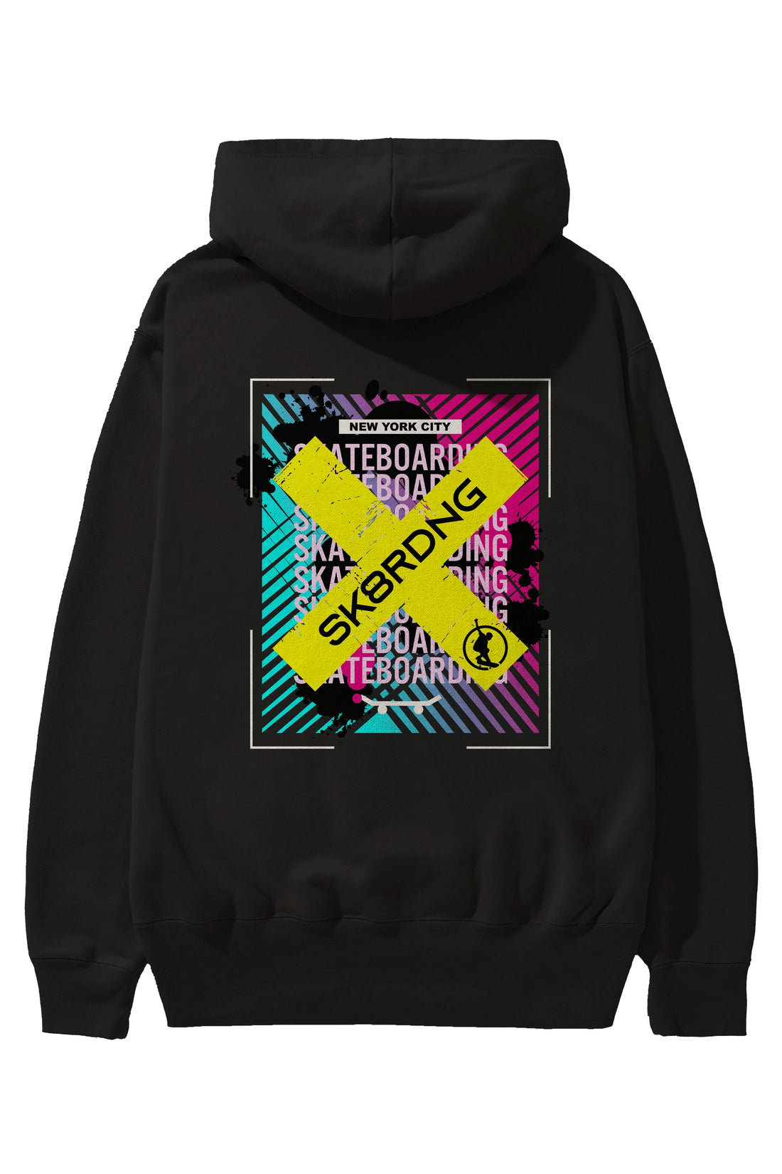 Skatebording Arka Baskılı Hoodie Oversize Kapüşonlu Sweatshirt Erkek Kadın Unisex
