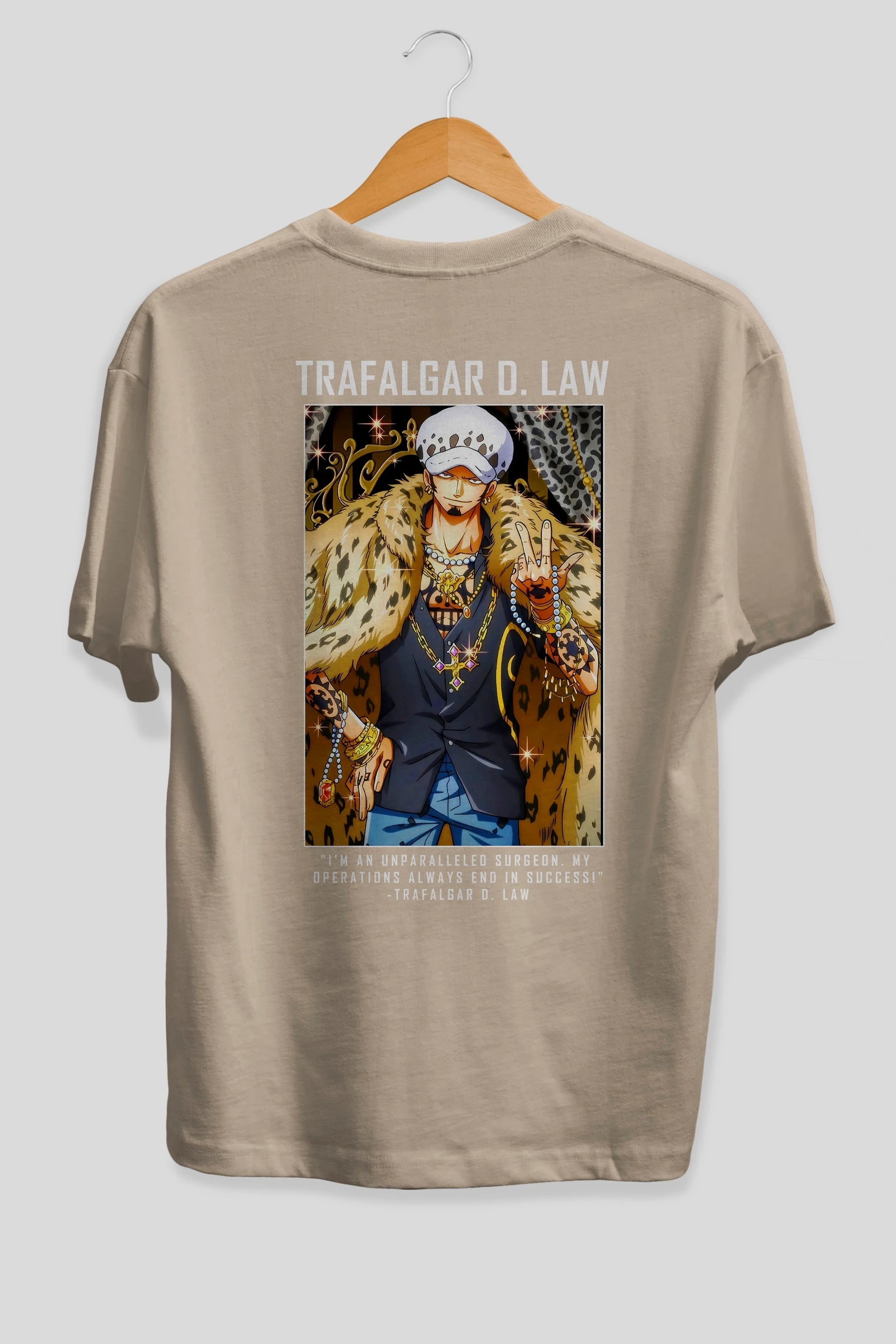 Trafalgar D. Water Law 2 Anime Arka Baskılı Oversize t-shirt Erkek Kadın Unisex %100 pamuk tişort