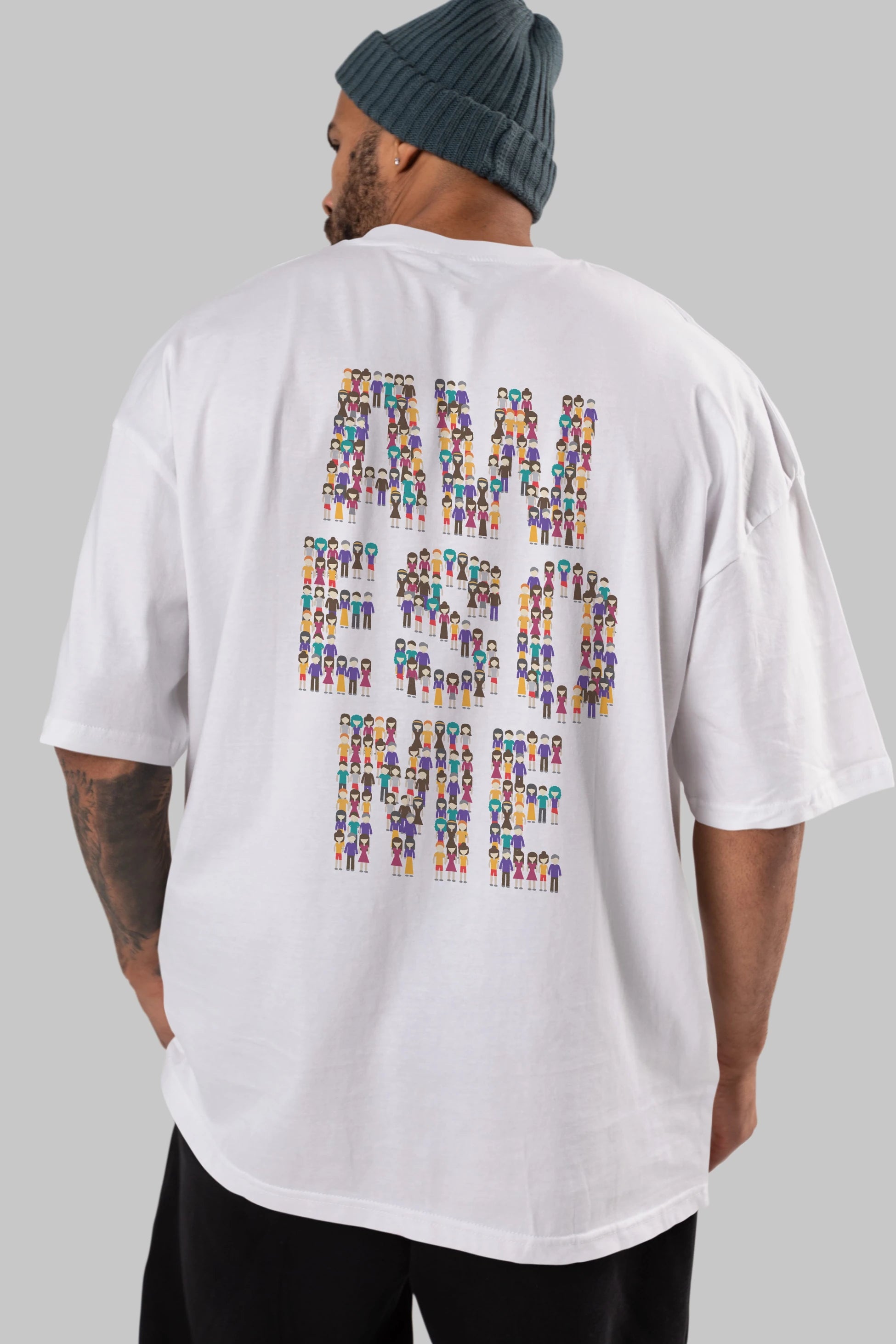 Awesome Arka Baskılı Oversize t-shirt %100 pamuk Erkek Kadın Unisex