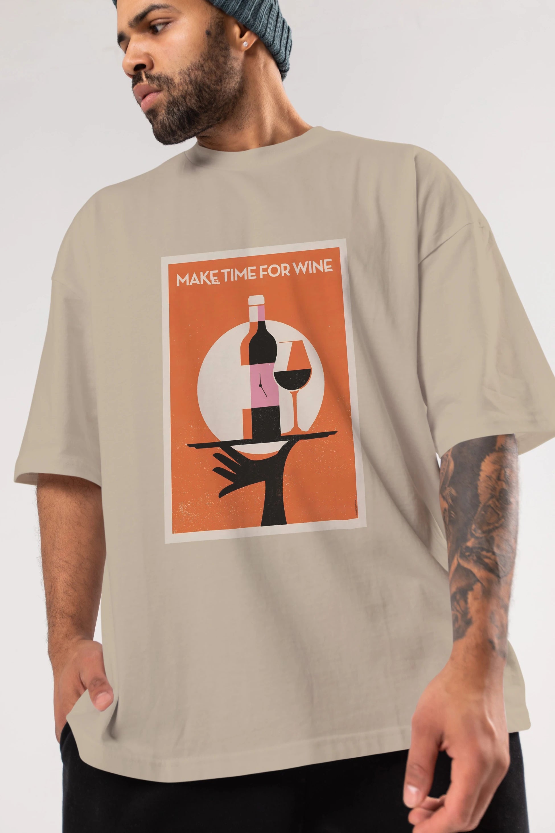 Make Time For Wine Ön Baskılı Oversize t-shirt Erkek Kadın Unisex %100 Pamuk Bisiklet Yaka tişort