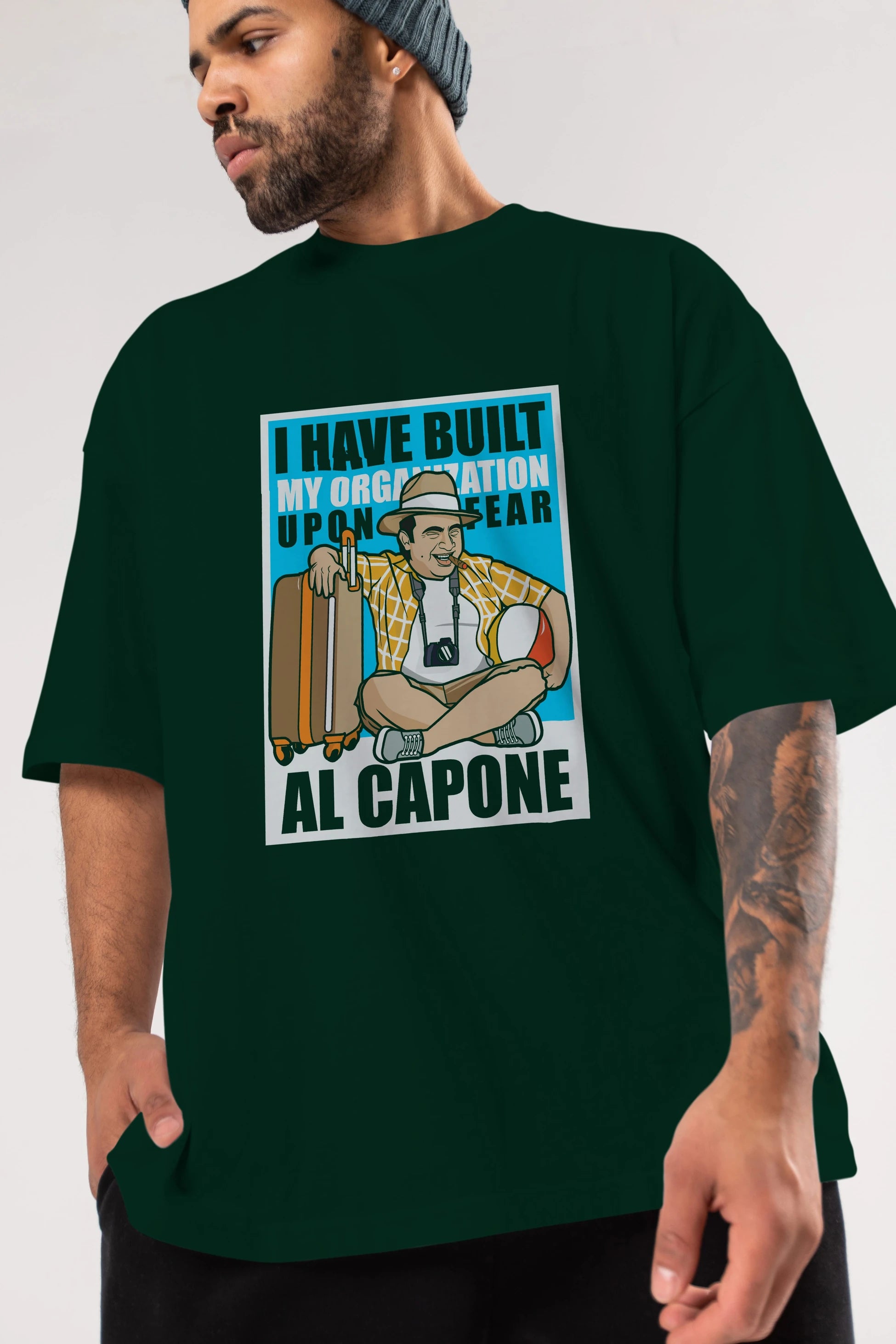 Al Capone Holiday Ön Baskılı Oversize t-shirt Erkek Kadın Unisex %100 Pamuk tişort