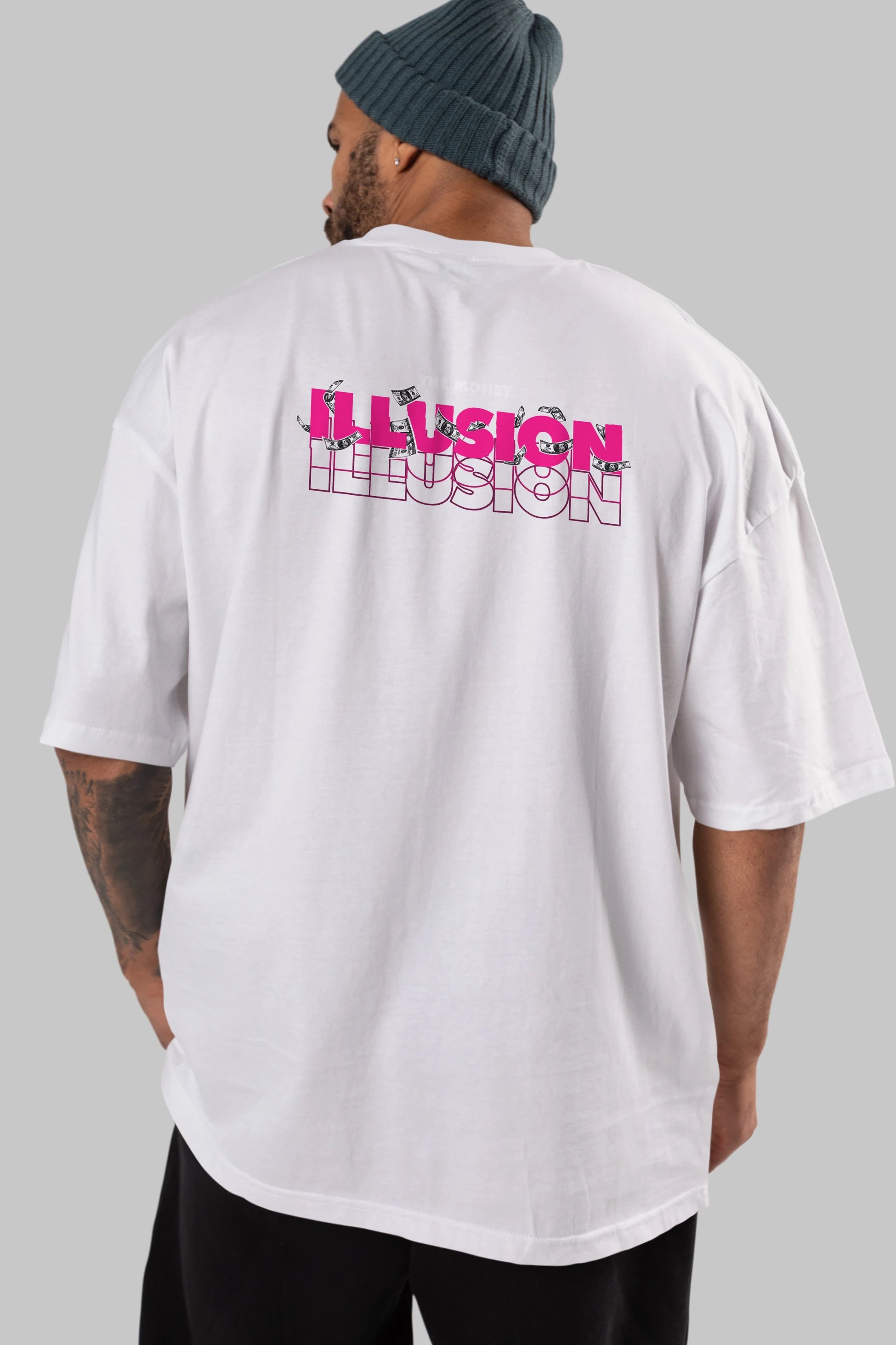 The Money Illusion Arka Baskılı Oversize t-shirt Erkek Kadın Unisex