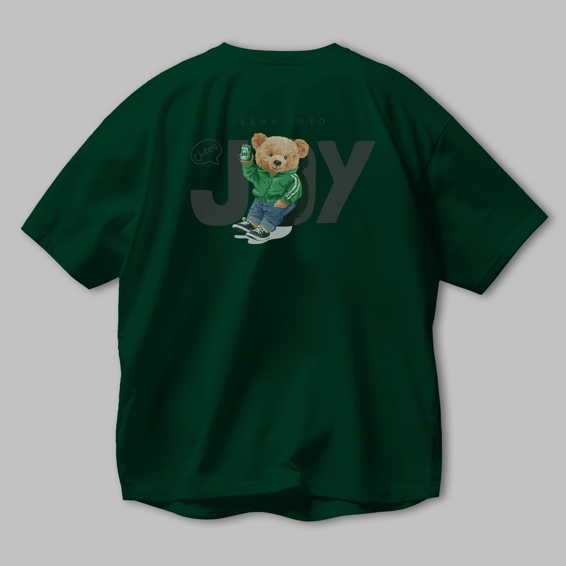 Teddy Bear Joy Arka Baskılı Oversize t-shirt Erkek Kadın Unisex %100 Pamuk