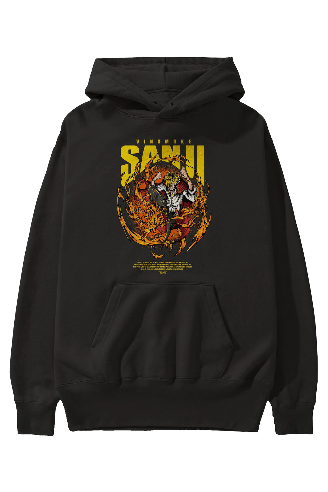 Vinsmoke Sanji Anime Ön Baskılı Hoodie Oversize Kapüşonlu Sweatshirt Erkek Kadın Unisex