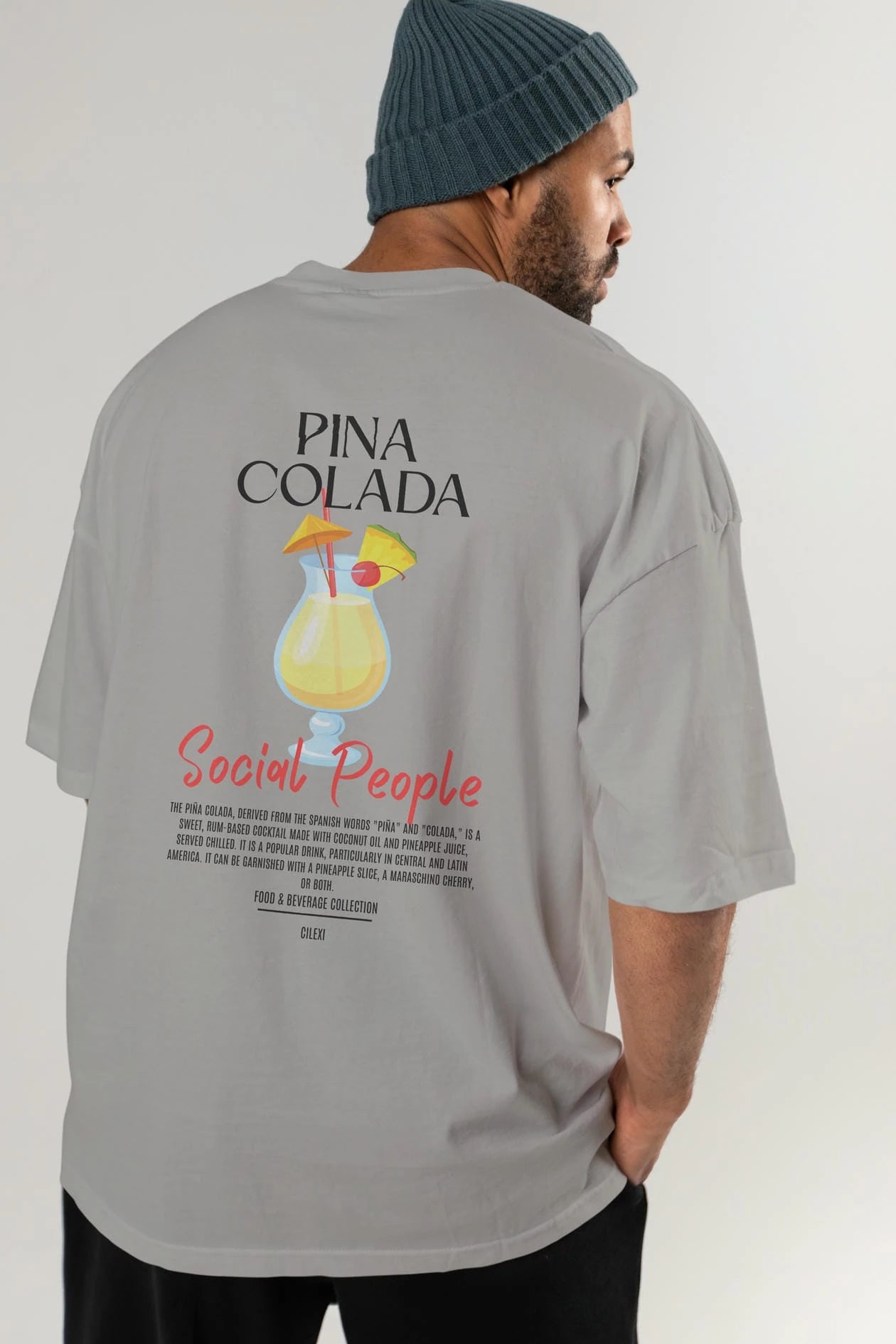 Pına Colada Kokteyl Serisi Baskılı Oversize t-shirt Erkek Kadın Unisex %100 Pamuk Bisiklet Yaka tişort