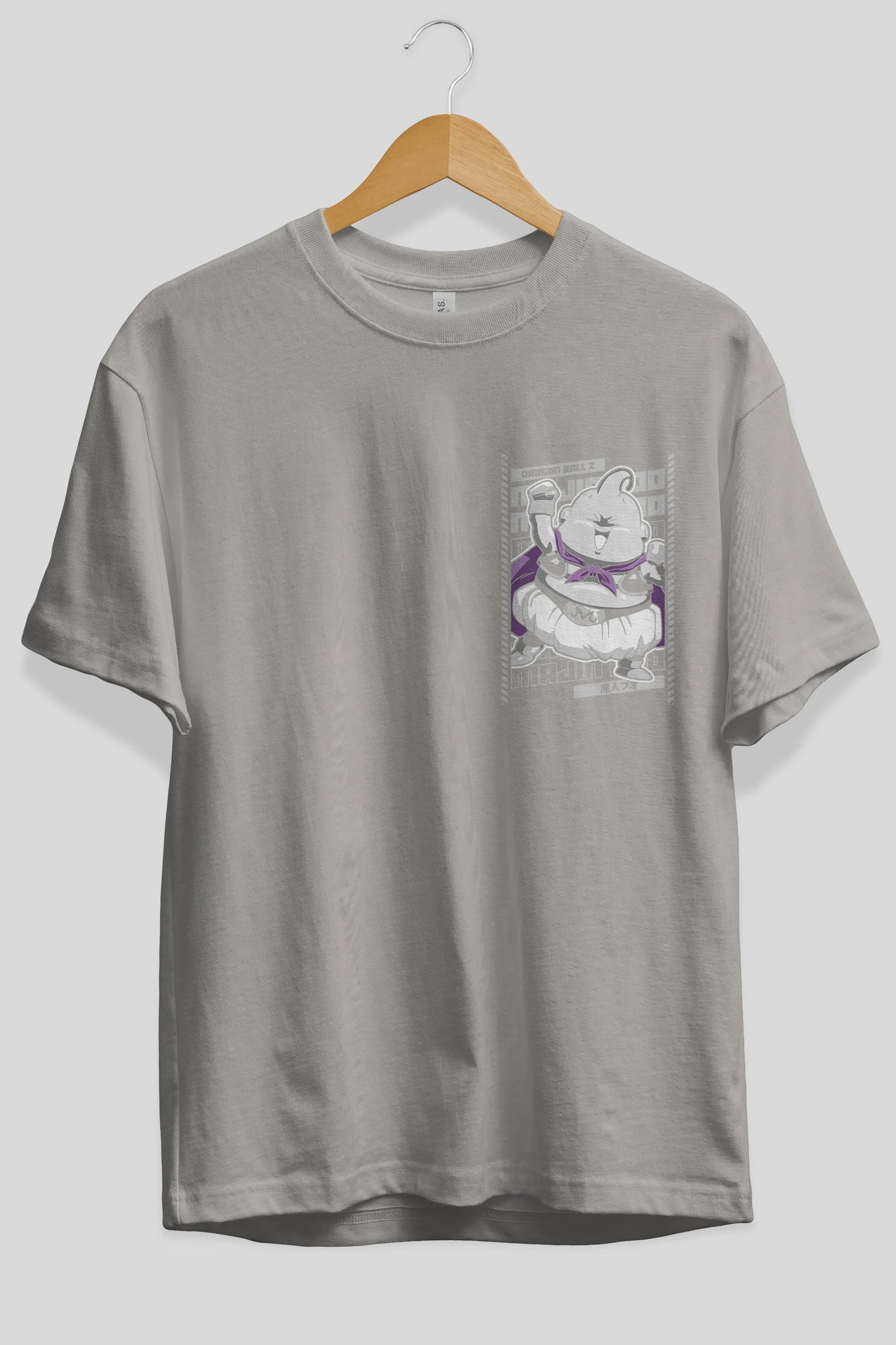 MAJIN BOO2 Ön Sol Baskılı Oversize t-shirt Erkek Kadın Unisex %100 Pamuk Bisiklet Yaka tişort