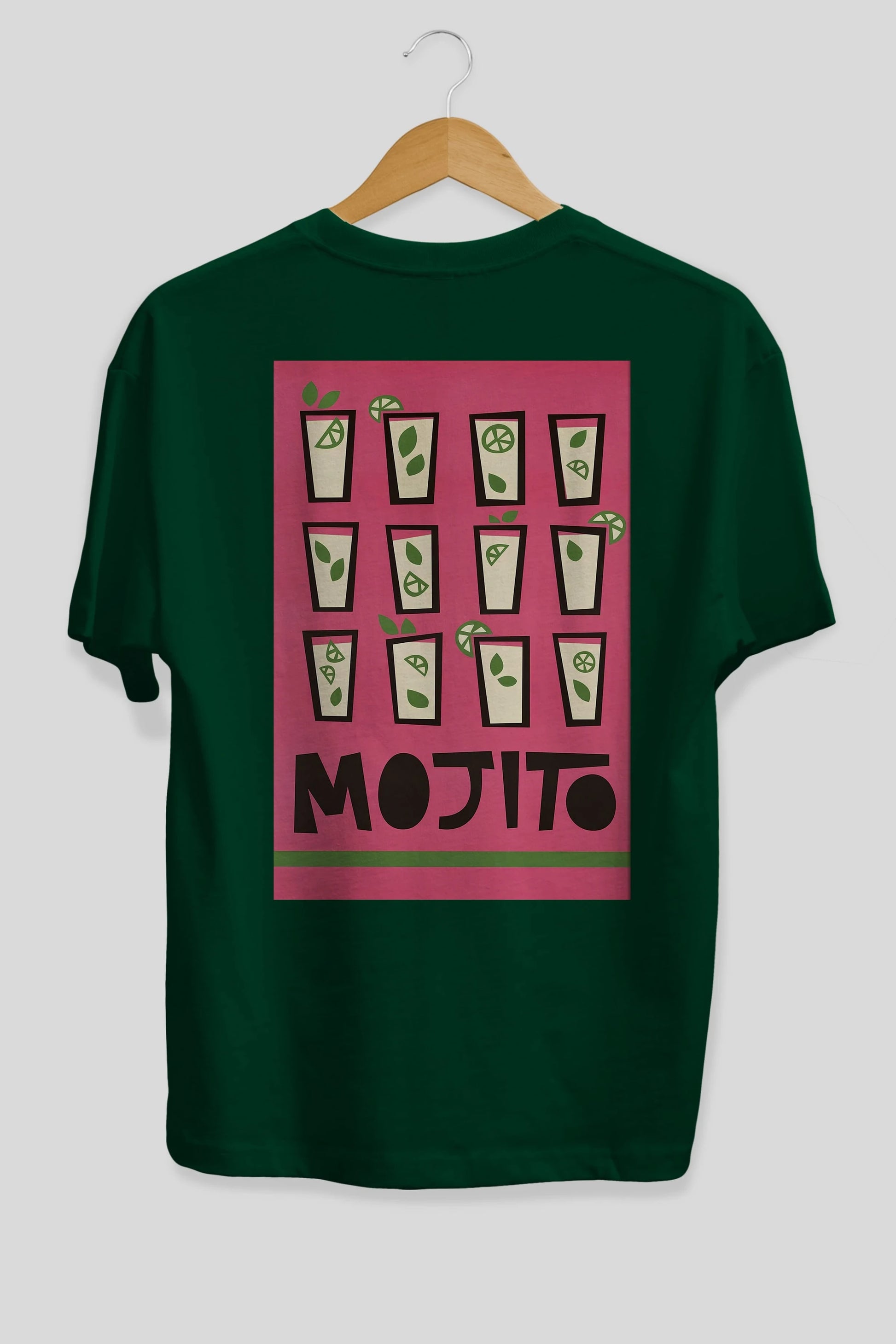 Mojito Arka Baskılı Oversize t-shirt Erkek Kadın Unisex %100 Pamuk Bisiklet Yaka tişort
