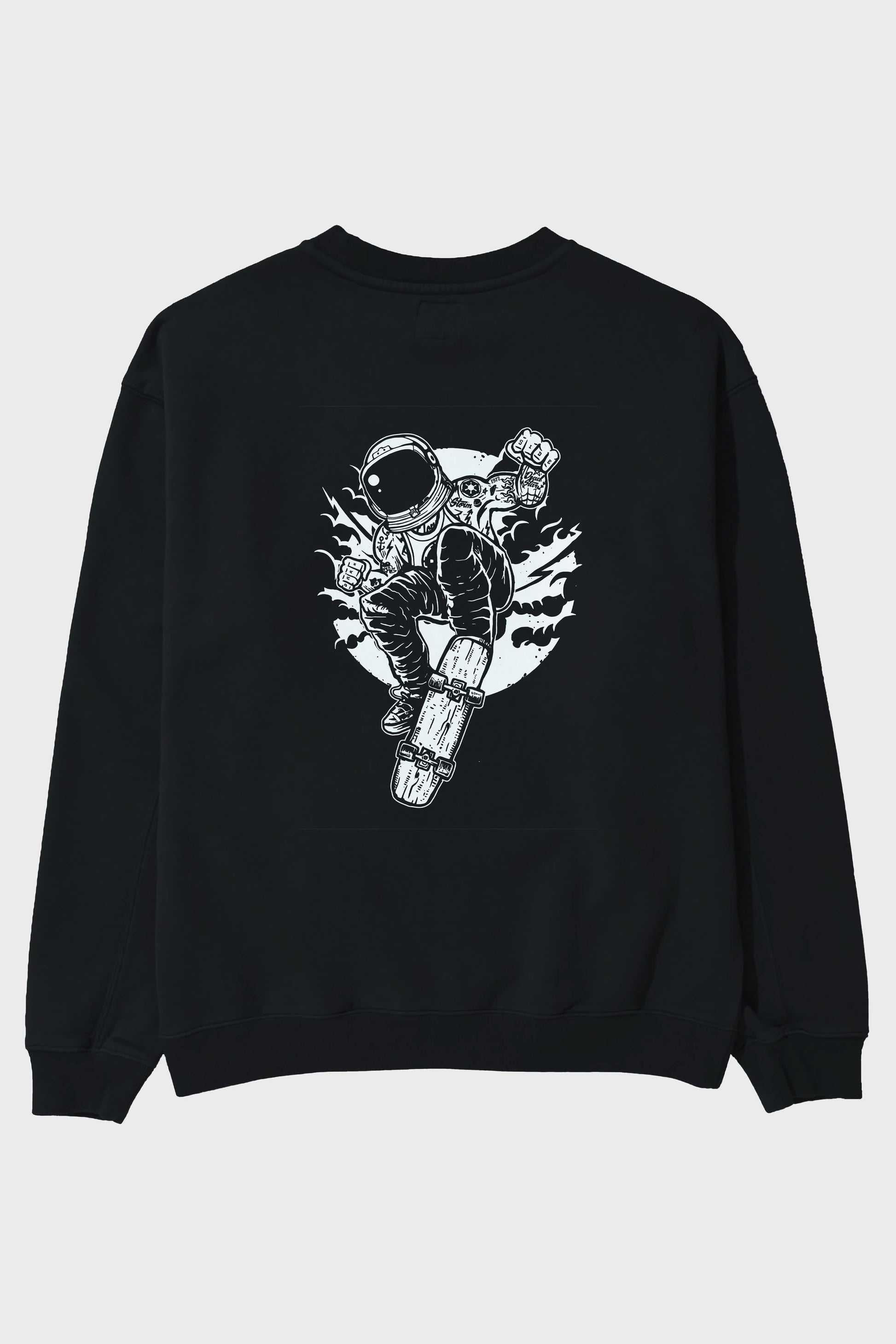 Space Skater Arka Baskılı Oversize Sweatshirt Erkek Kadın Unisex