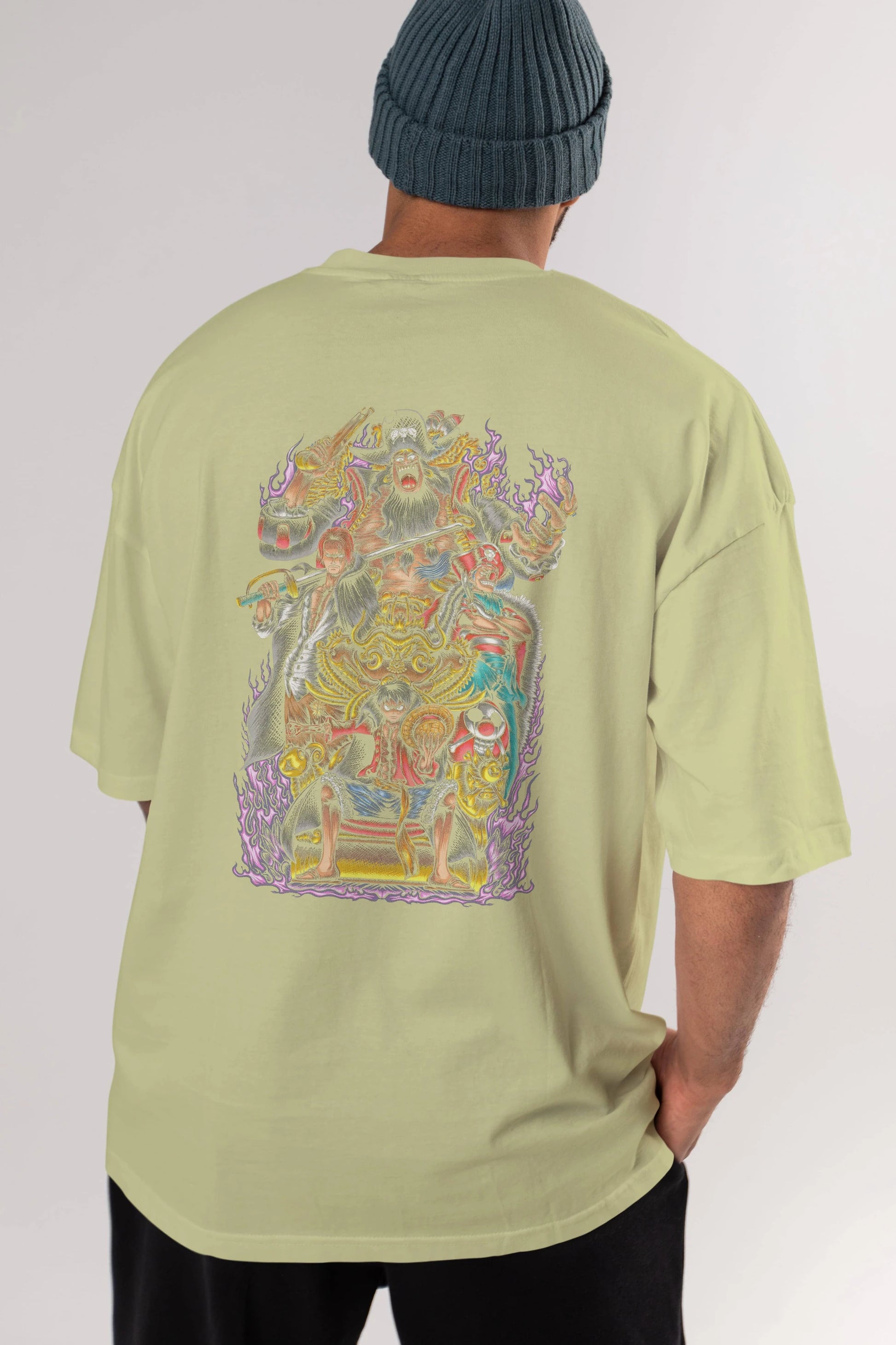 ONE PIECE (8) Anime Arka Baskılı Oversize t-shirt Erkek Kadın Unisex