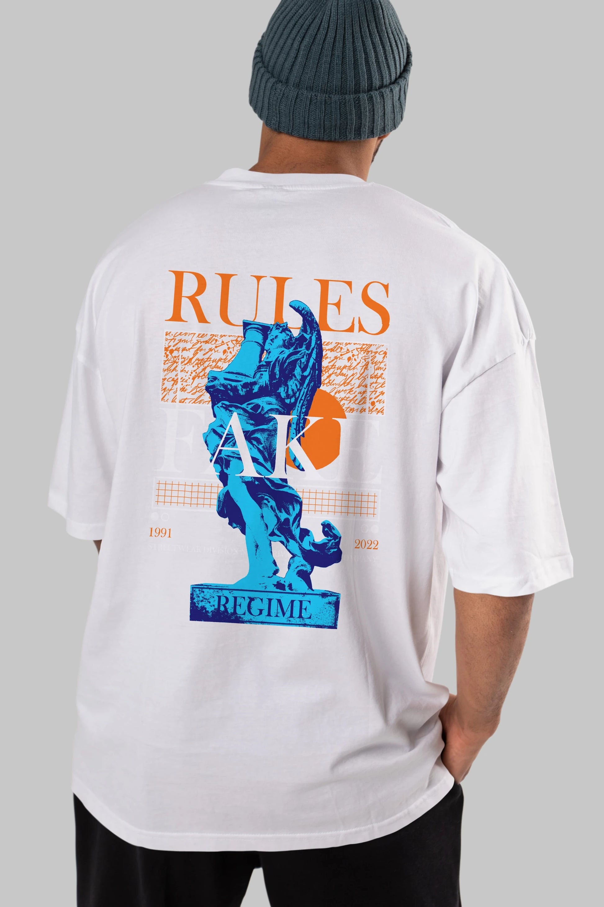 Rules Fake Arka Baskılı Oversize t-shirt Erkek Kadın Unisex