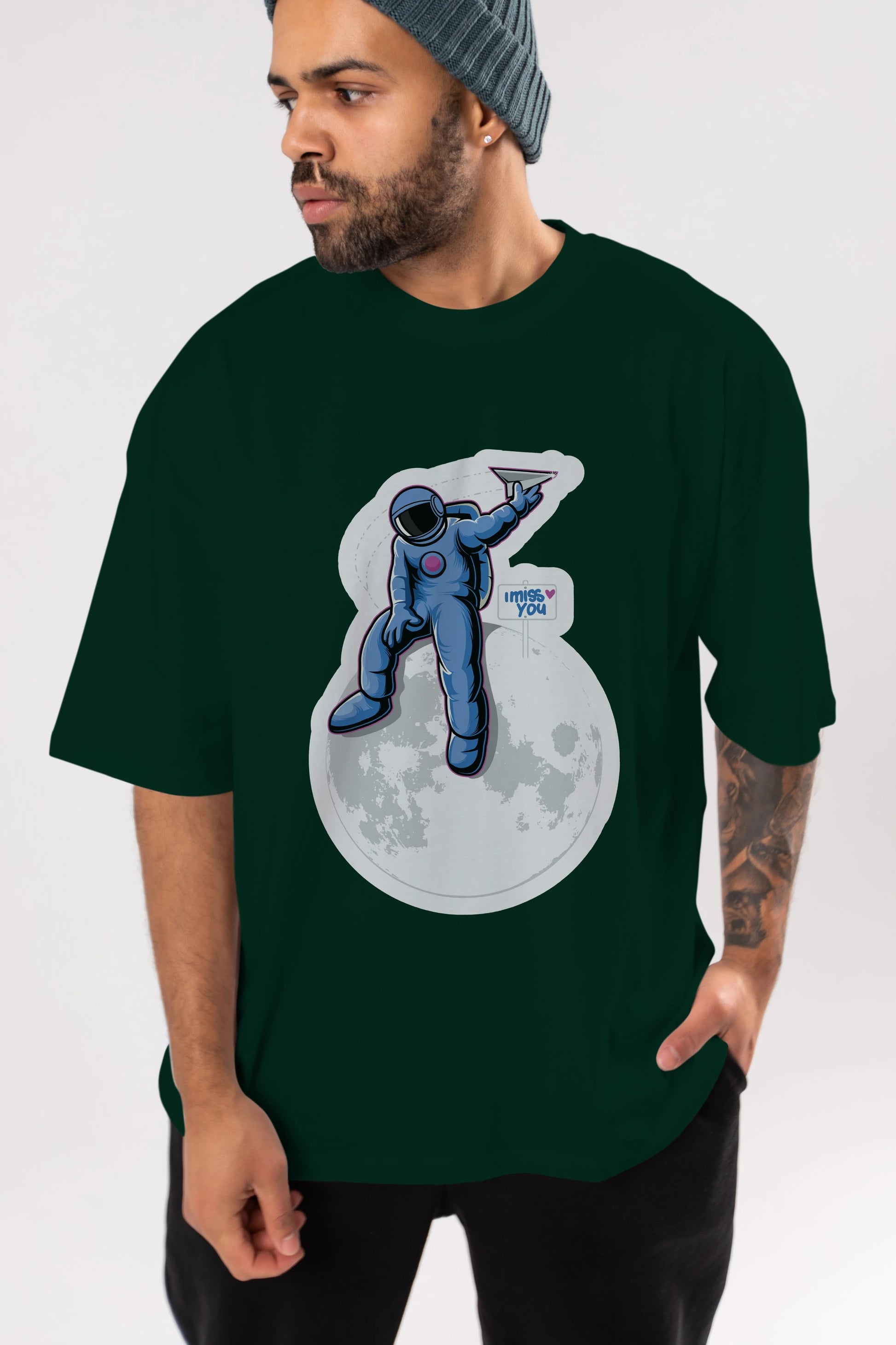 Astro Missing Earth Sticker Ön Baskılı Oversize t-shirt Erkek Kadın Unisex