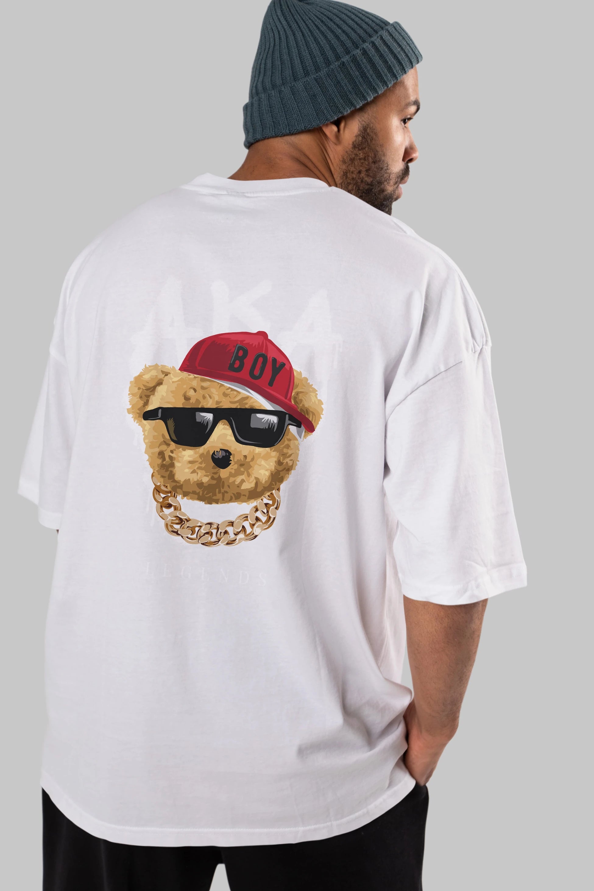 Teddy Bear Legends Arka Baskılı Oversize t-shirt Erkek Kadın Unisex %100 Pamuk