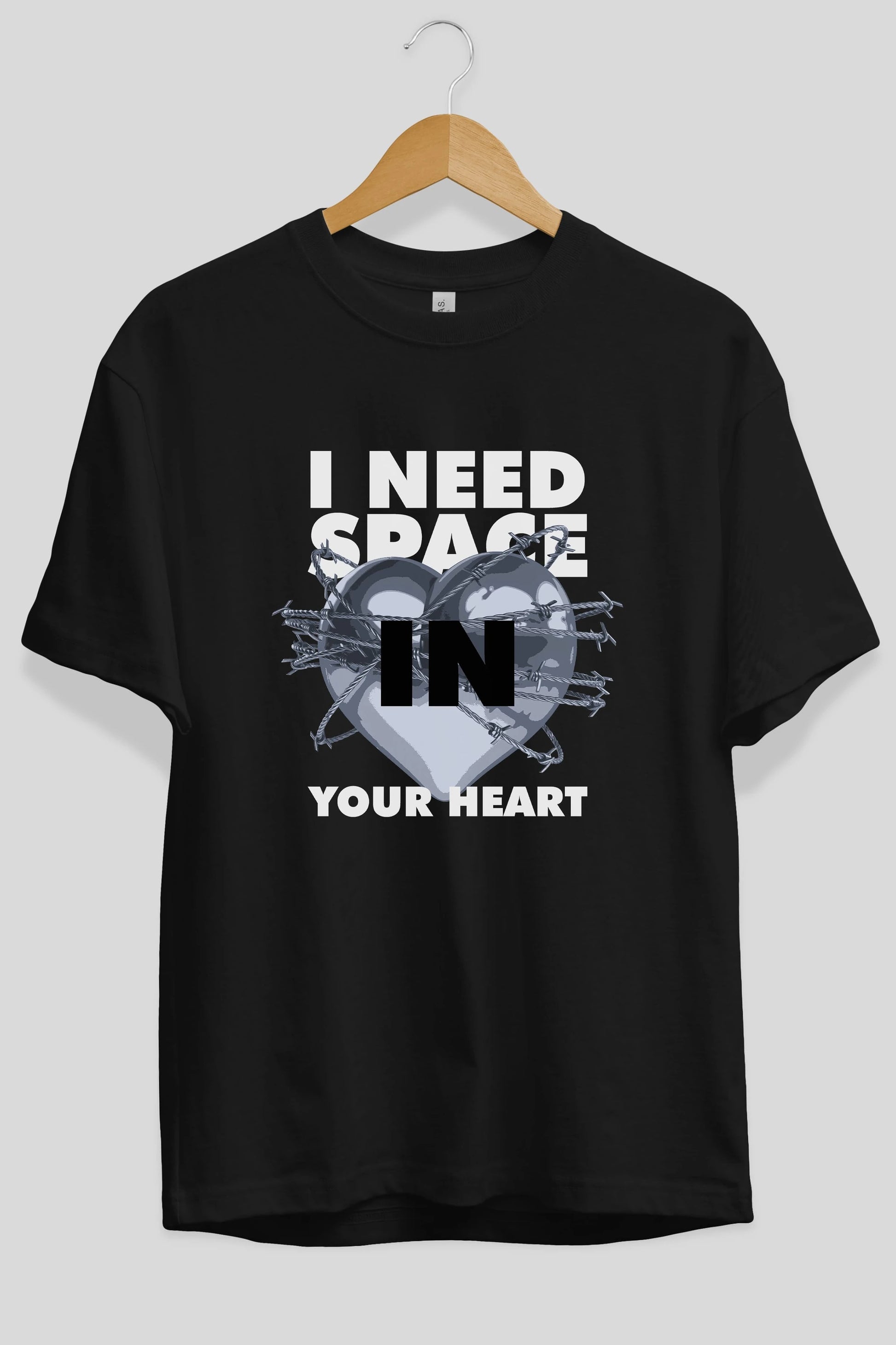 I Need Space Your Heart Ön Baskılı Oversize t-shirt Erkek Kadın Unisex