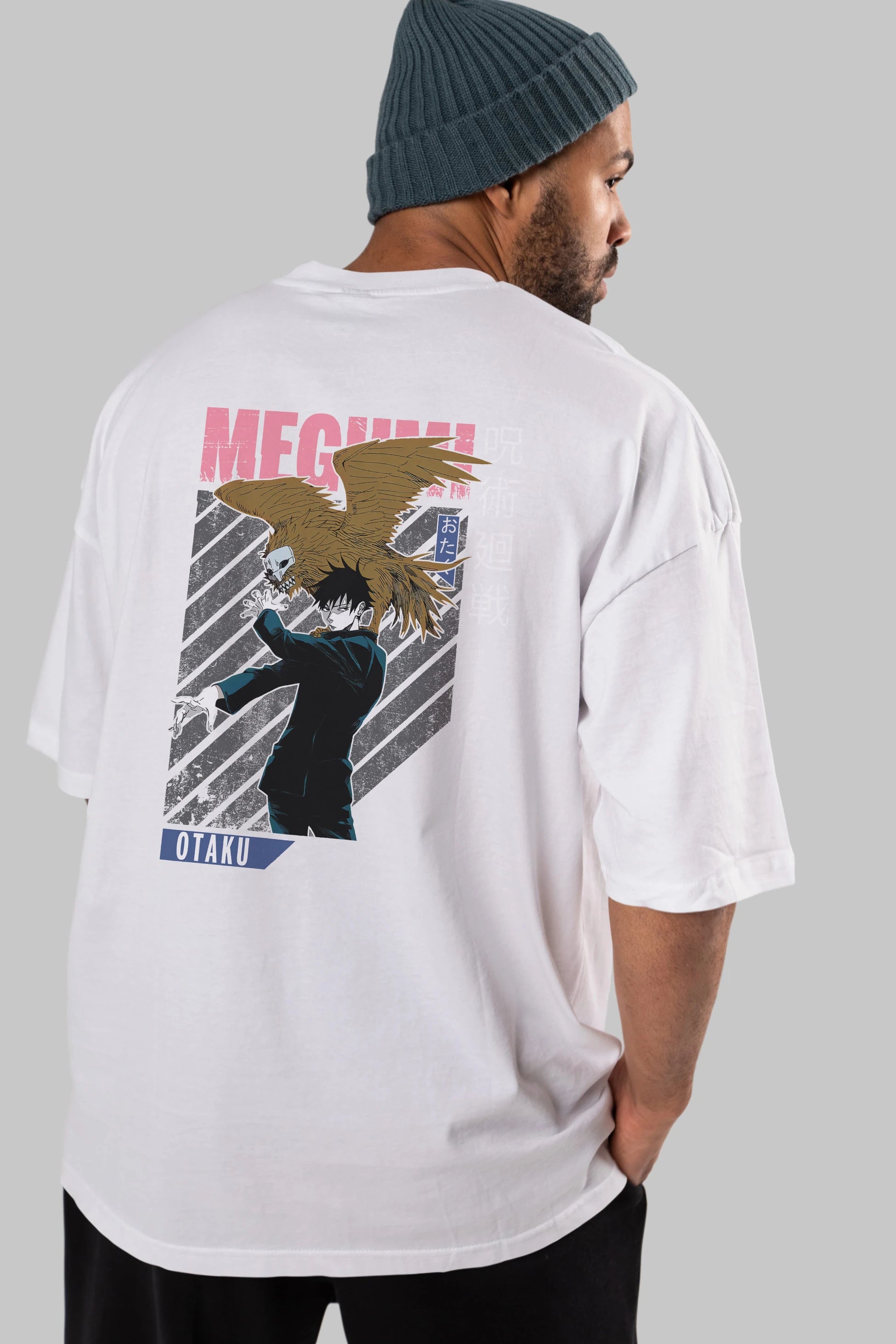 Megumi Fushiguro 2 Anime Arka Baskılı Oversize t-shirt Erkek Kadın Unisex