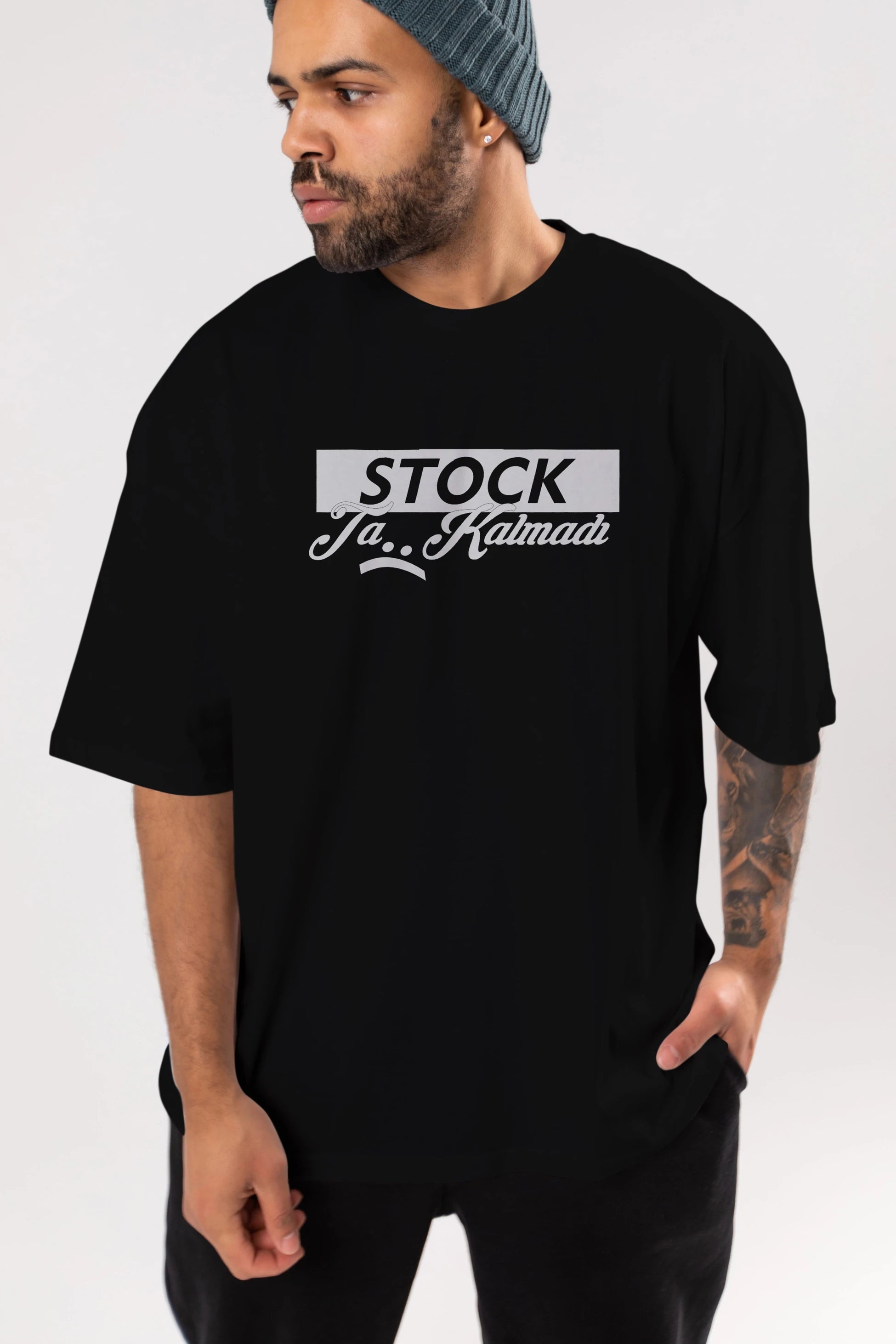 Stock Ta Kalmadı Ön Baskılı Oversize t-shirt %100 pamuk Erkek Kadın Unisex