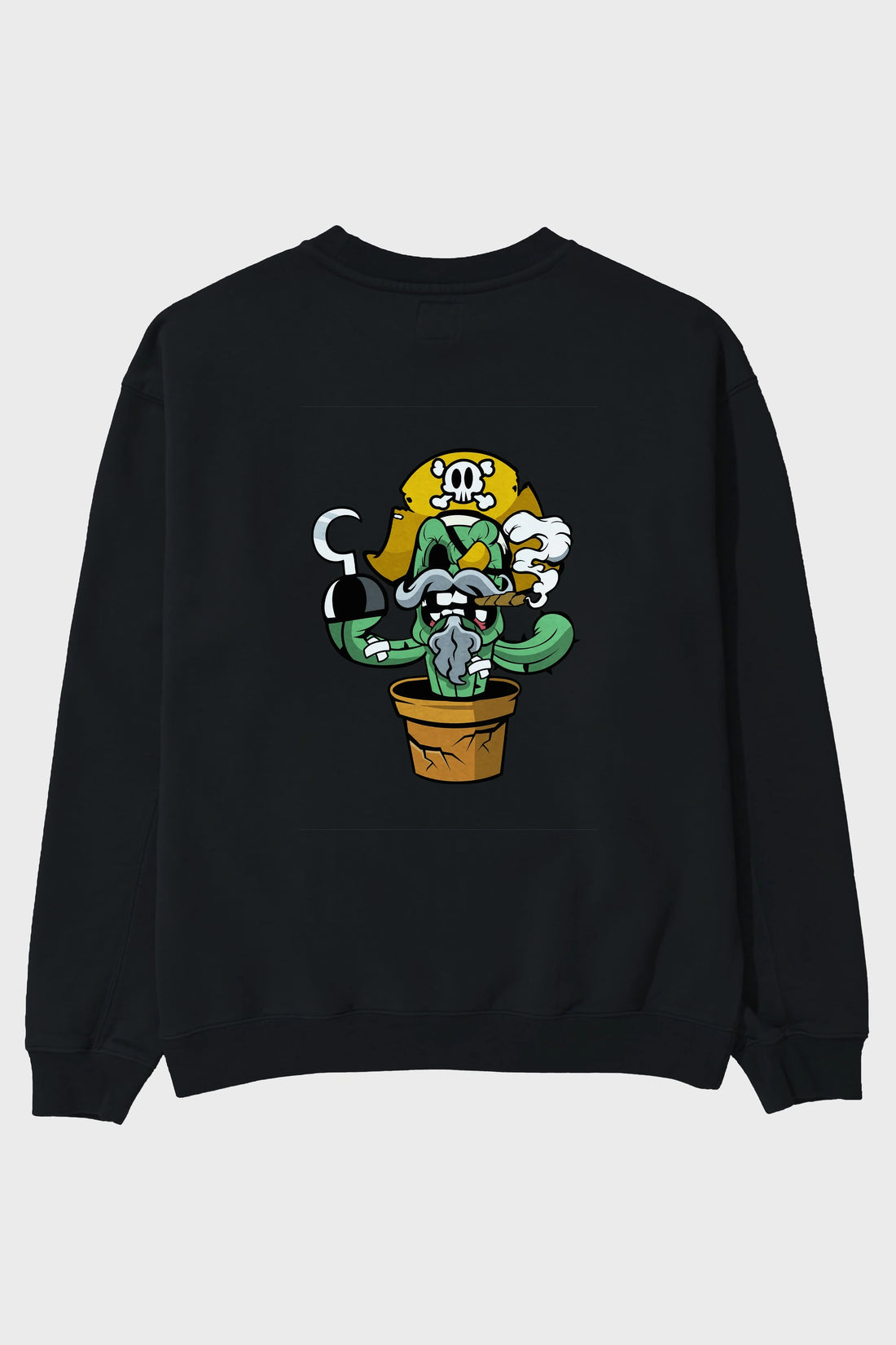 Pirate Cactus Arka Baskılı Oversize Sweatshirt Erkek Kadın Unisex