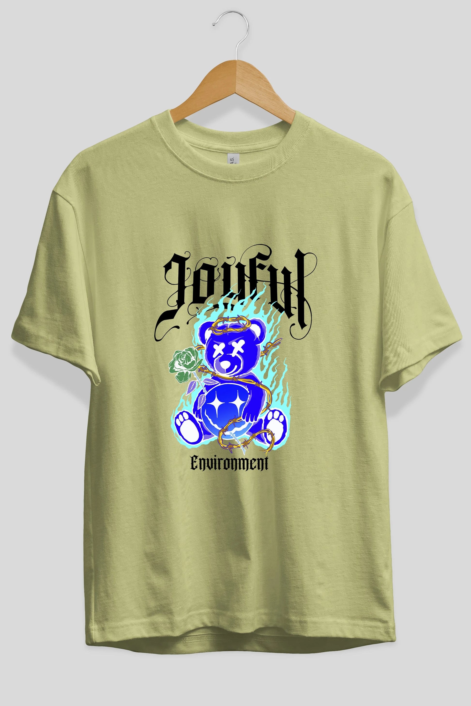 Joyful Bear Ön Baskılı Oversize t-shirt Erkek Kadın Unisex