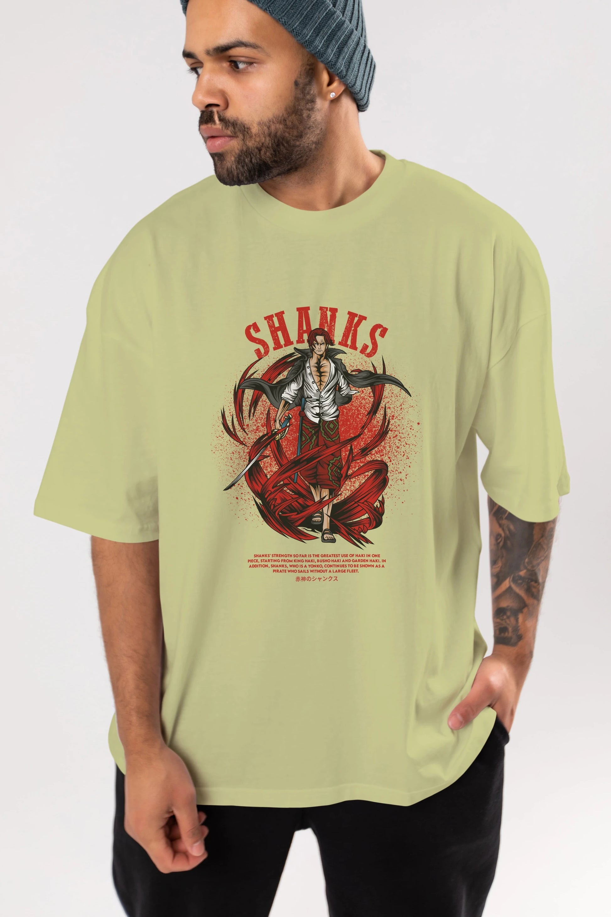 Shanks Anime Ön Baskılı Oversize t-shirt %100 pamuk Erkek Kadın Unisex