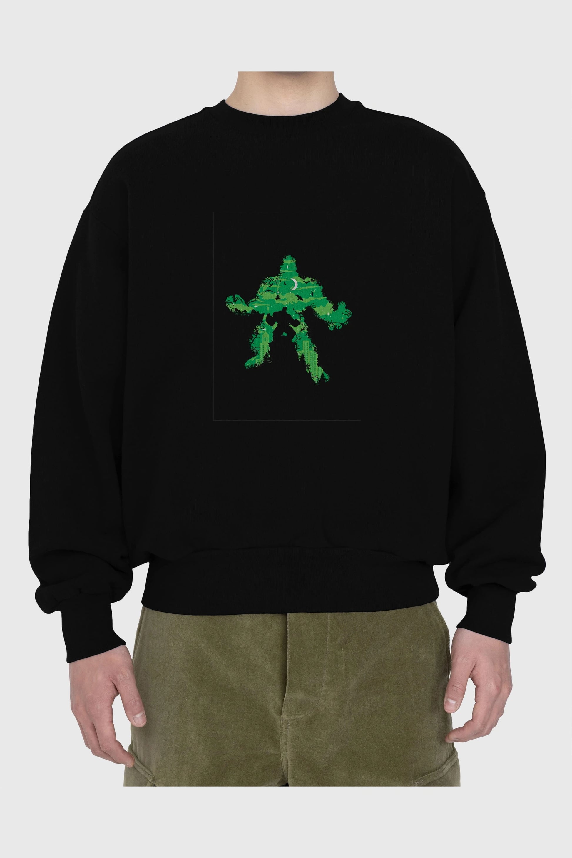 Green Monster Ön Baskılı Oversize Sweatshirt Erkek Kadın Unisex