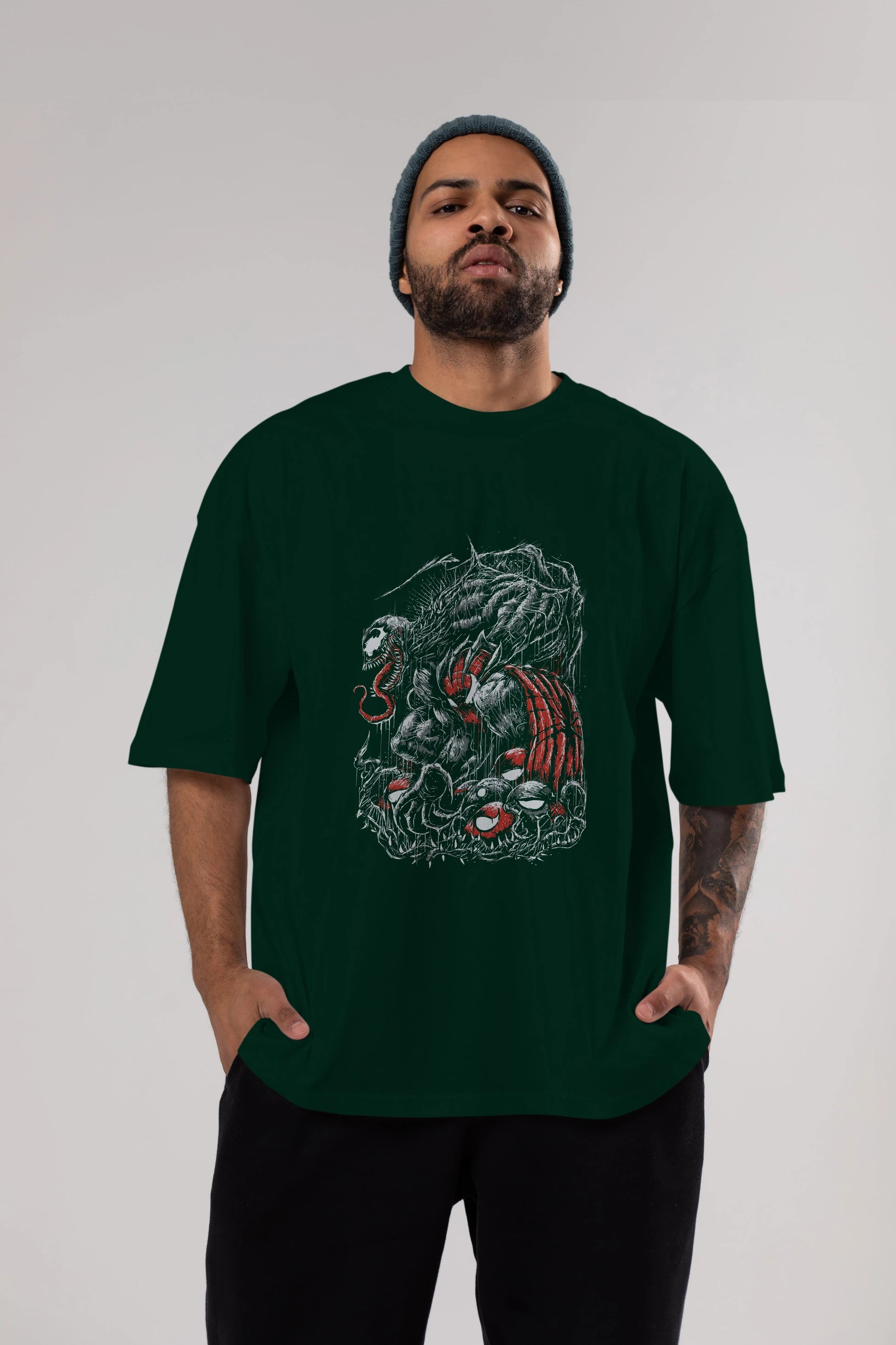 Venom (14) Ön Baskılı Oversize t-shirt Erkek Kadın Unisex %100 Pamuk Bisiklet Yaka tişort