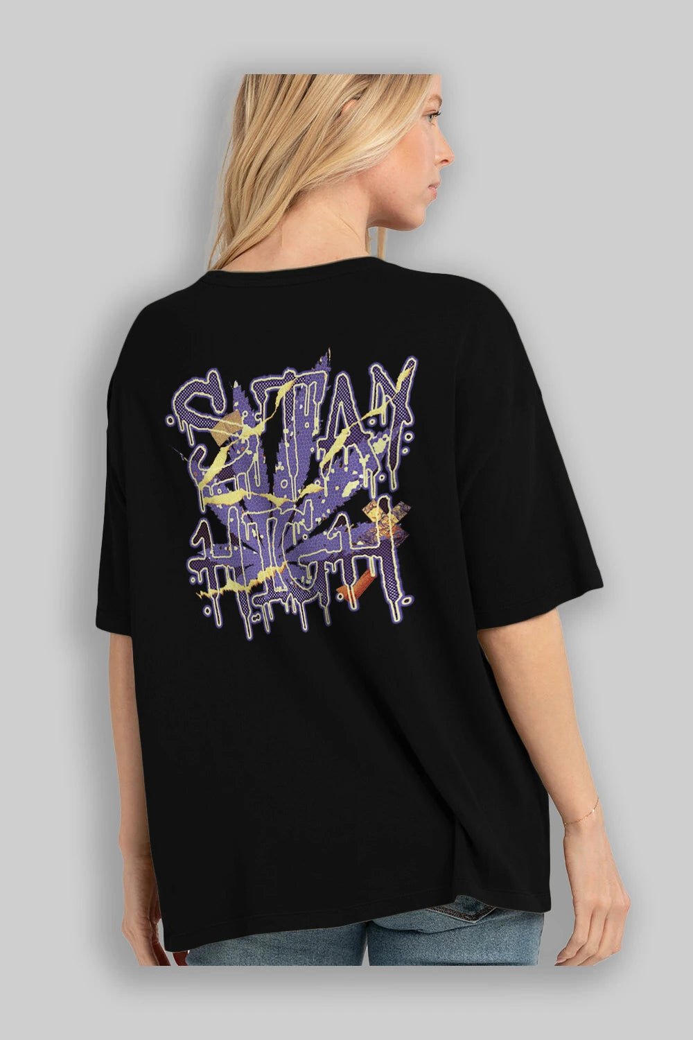 Stay High Arka Baskılı Oversize t-shirt Erkek Kadın Unisex